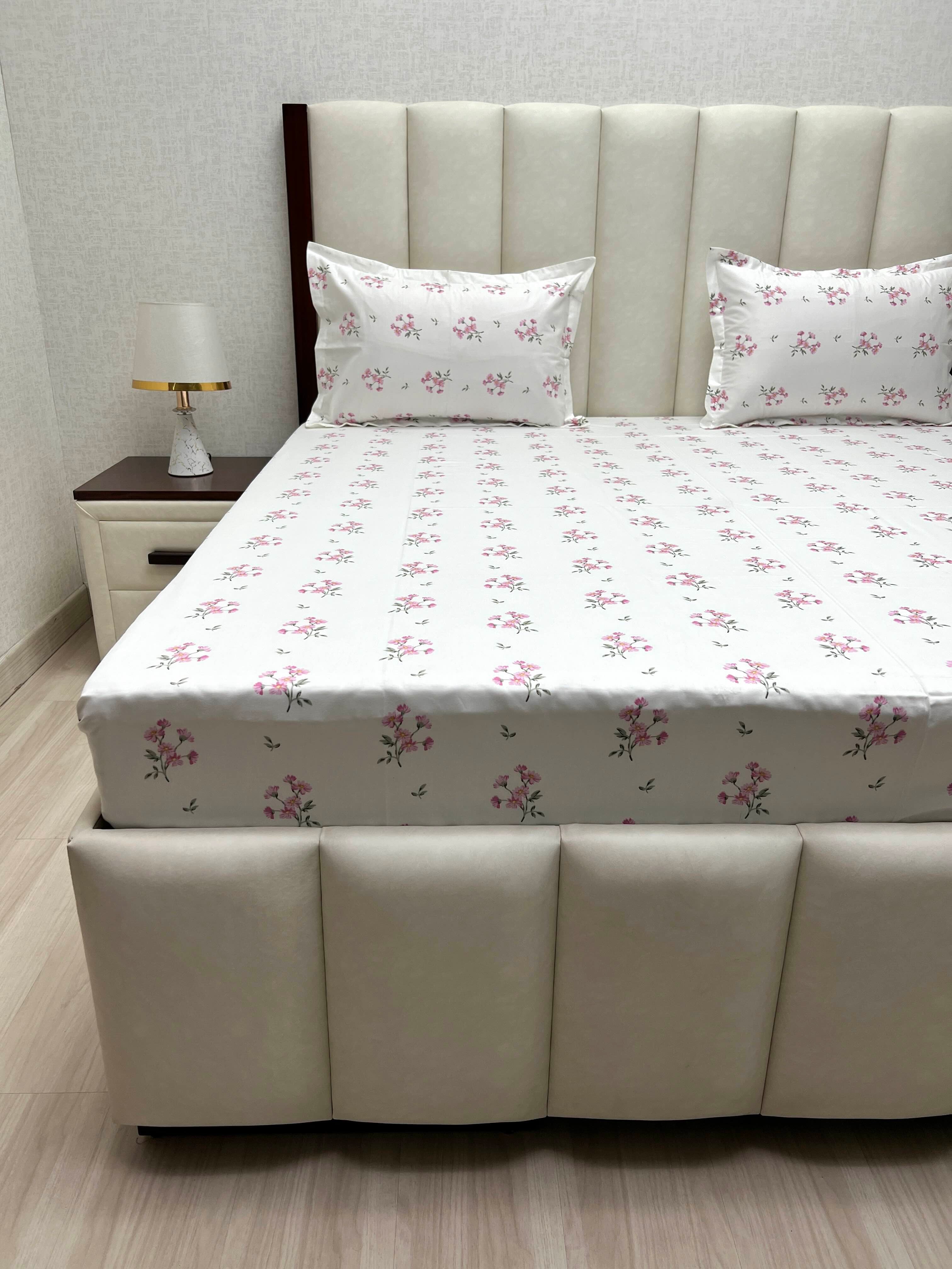 A-4844 - Pure Cotton 250 TC Queen Size Double Bedsheet (228X254) with Two Pillow Covers (43X68)