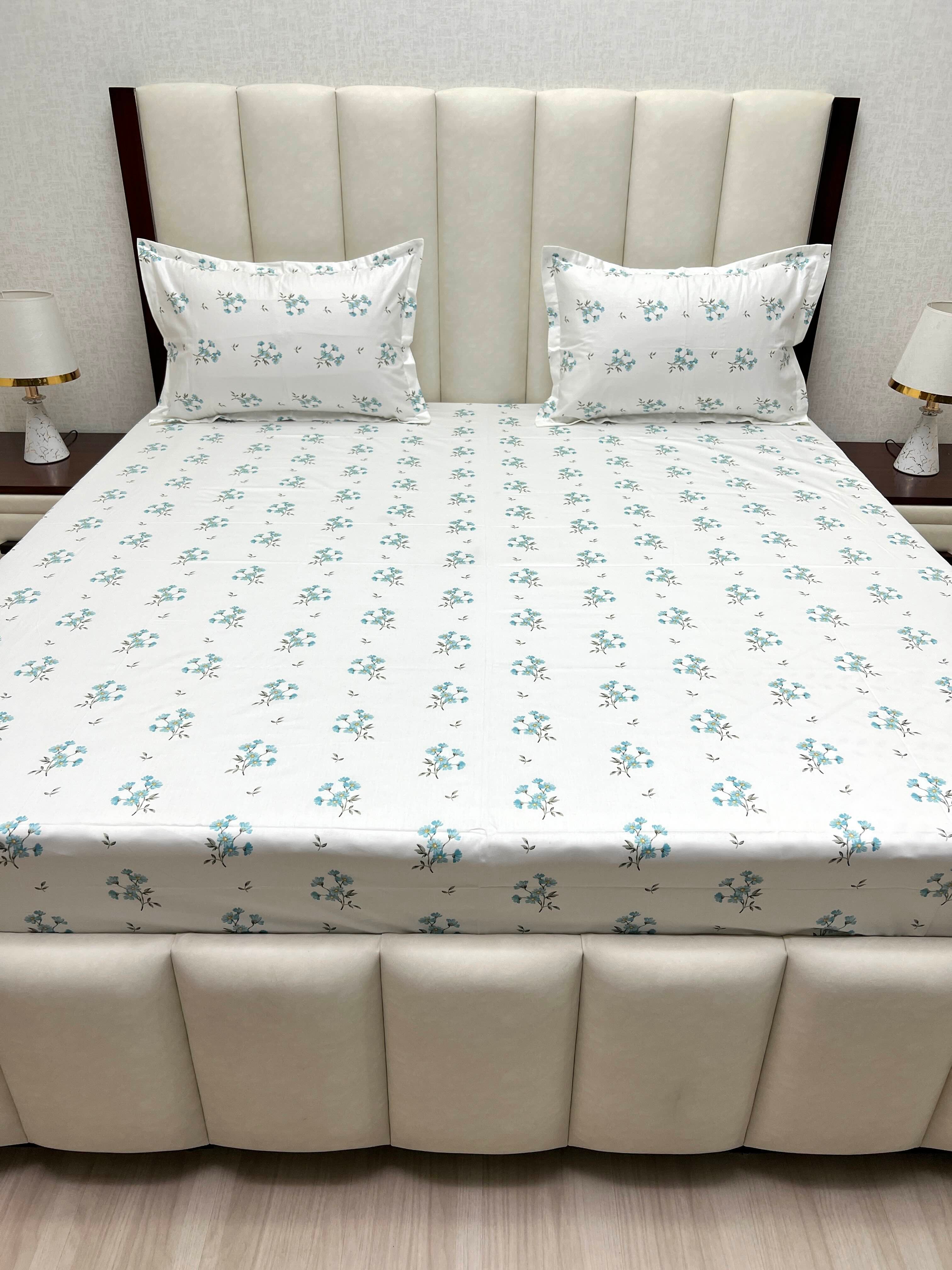 A-4845 - Pure Cotton 250 TC Queen Size Double Bedsheet (228X254) with Two Pillow Covers (43X68)