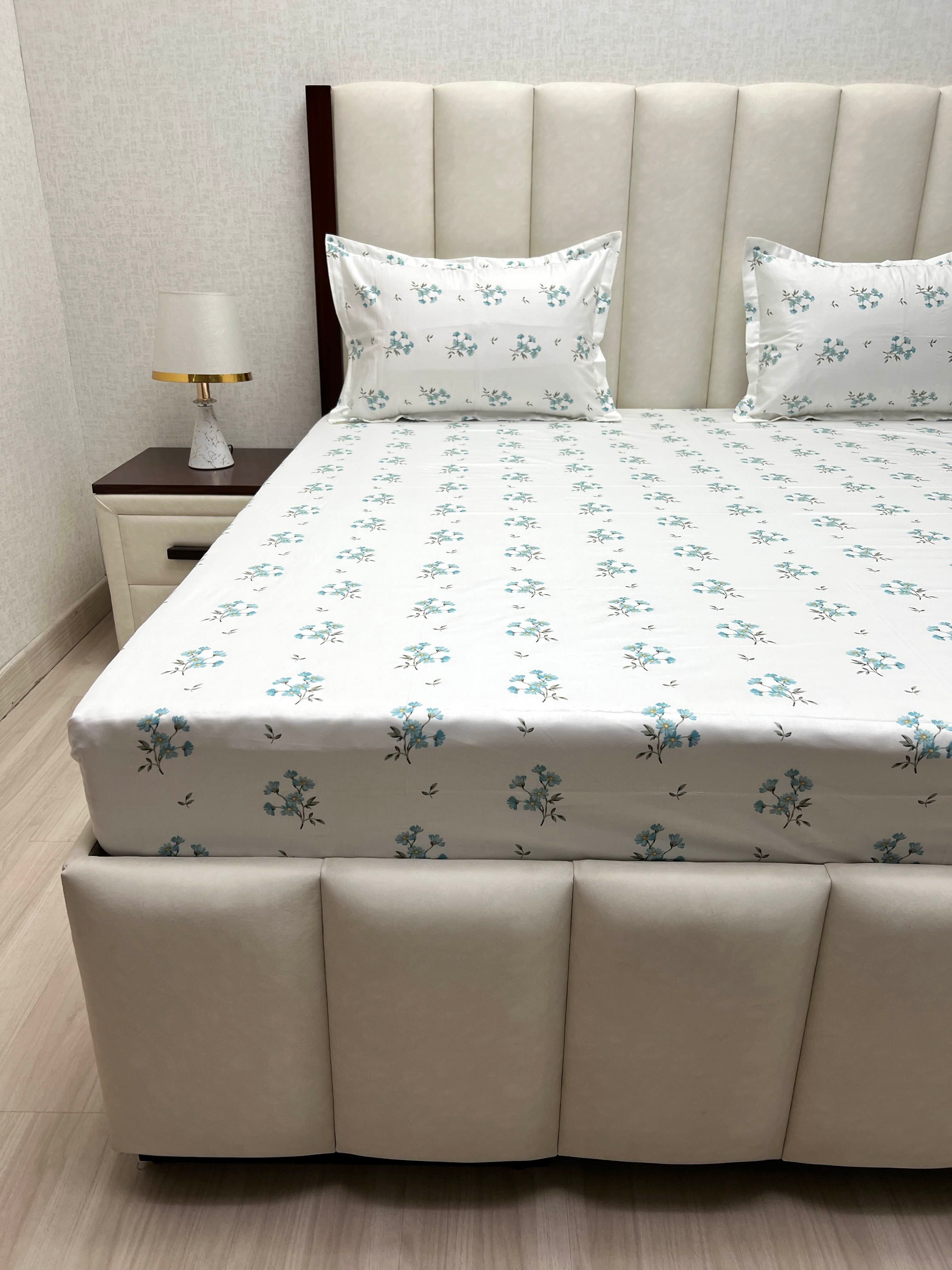 A-4845 - Pure Cotton 250 TC Queen Size Double Bedsheet (228X254) with Two Pillow Covers (43X68)