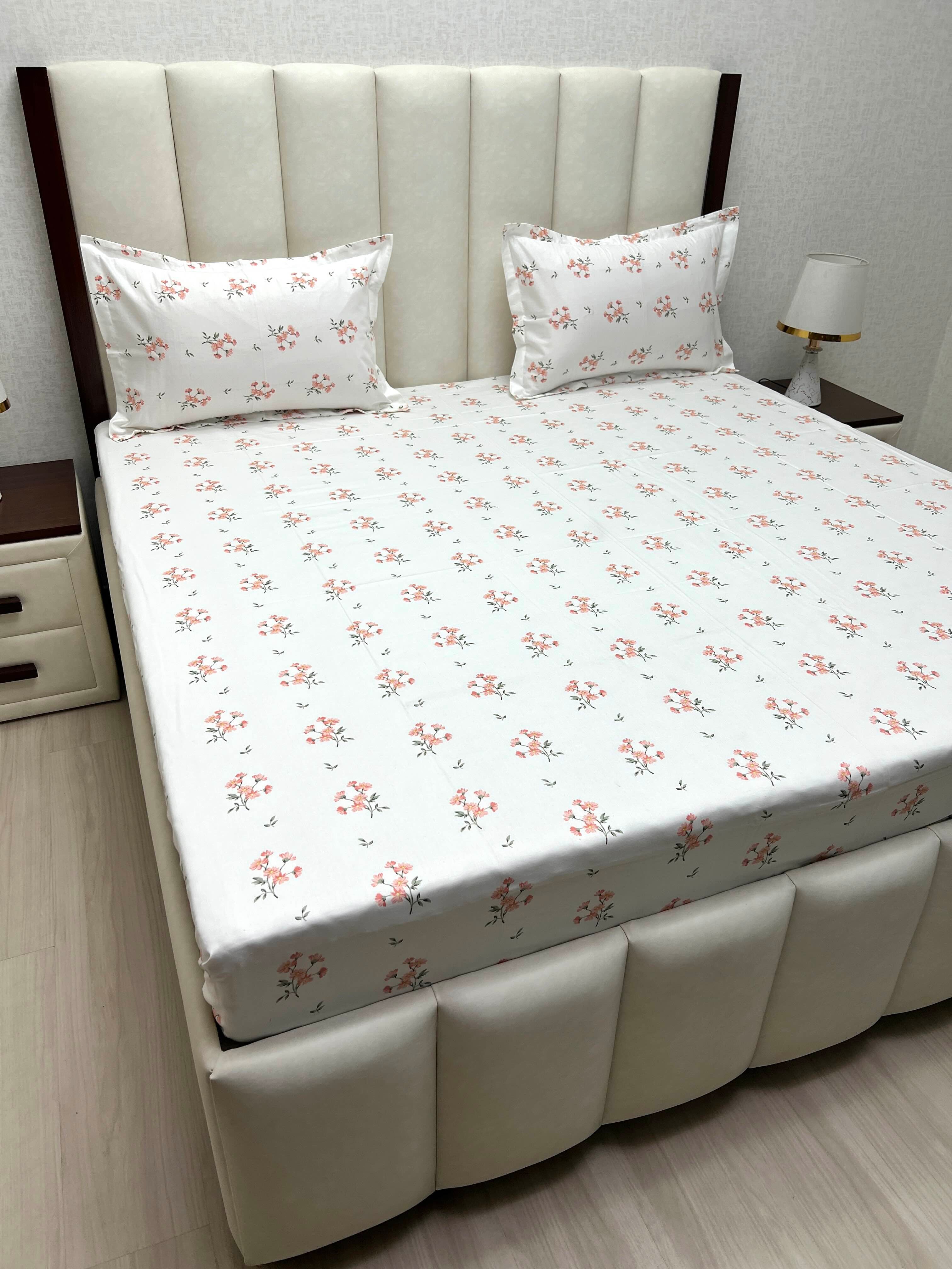 A-4846 - Pure Cotton 250 TC Queen Size Double Bedsheet (228X254) with Two Pillow Covers (43X68)