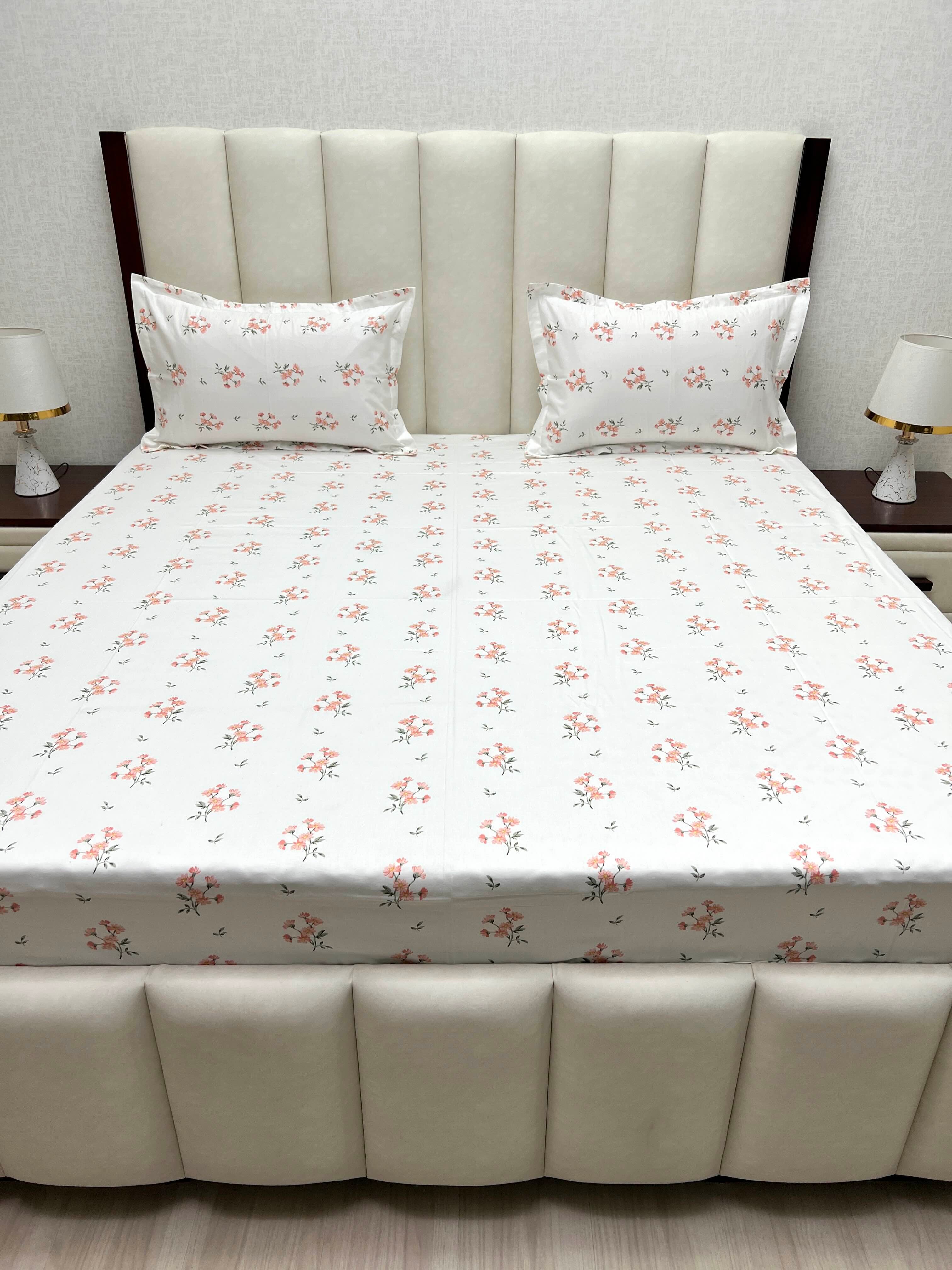 A-4846 - Pure Cotton 250 TC Queen Size Double Bedsheet (228X254) with Two Pillow Covers (43X68)