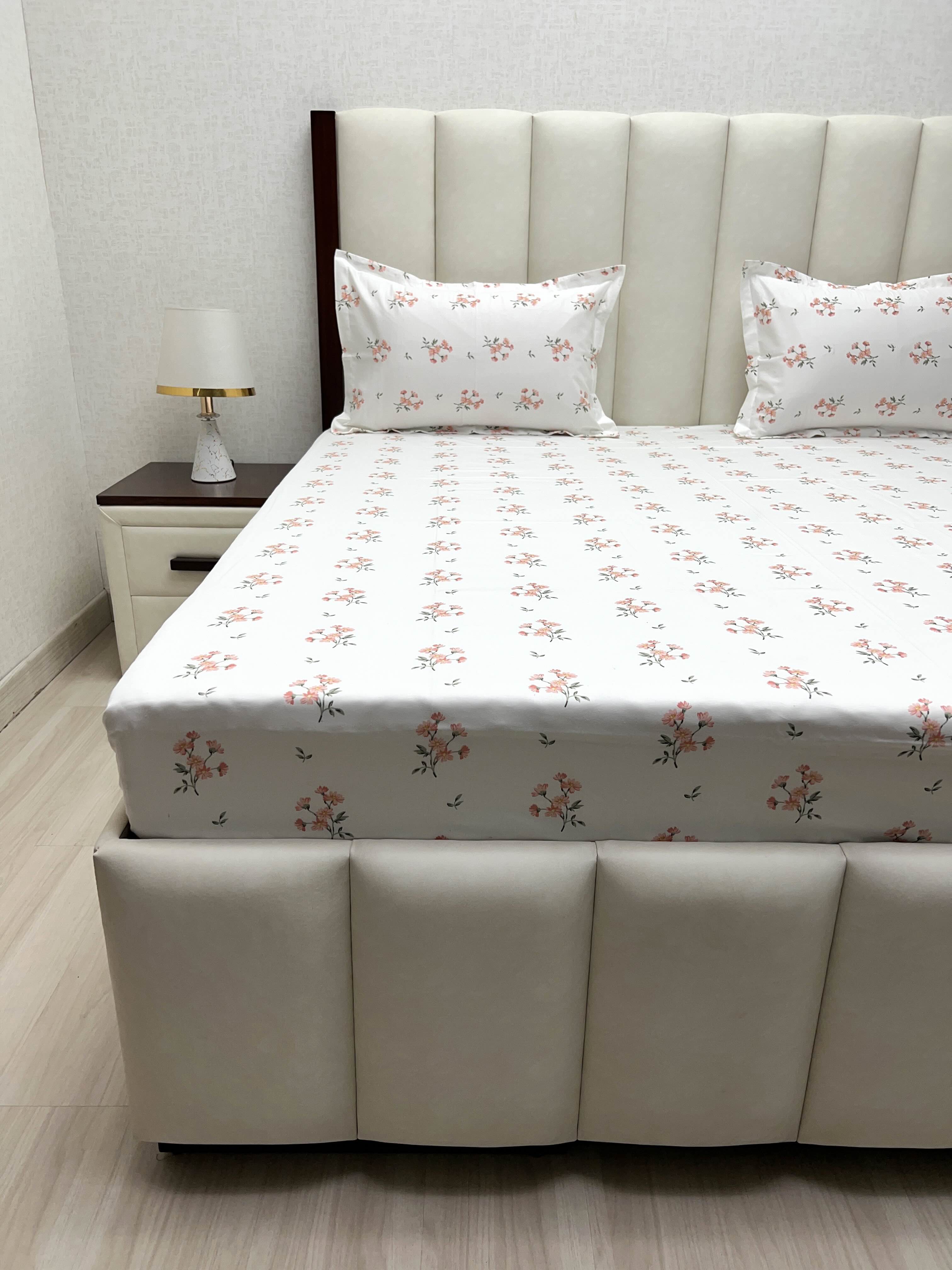 A-4846 - Pure Cotton 250 TC Queen Size Double Bedsheet (228X254) with Two Pillow Covers (43X68)