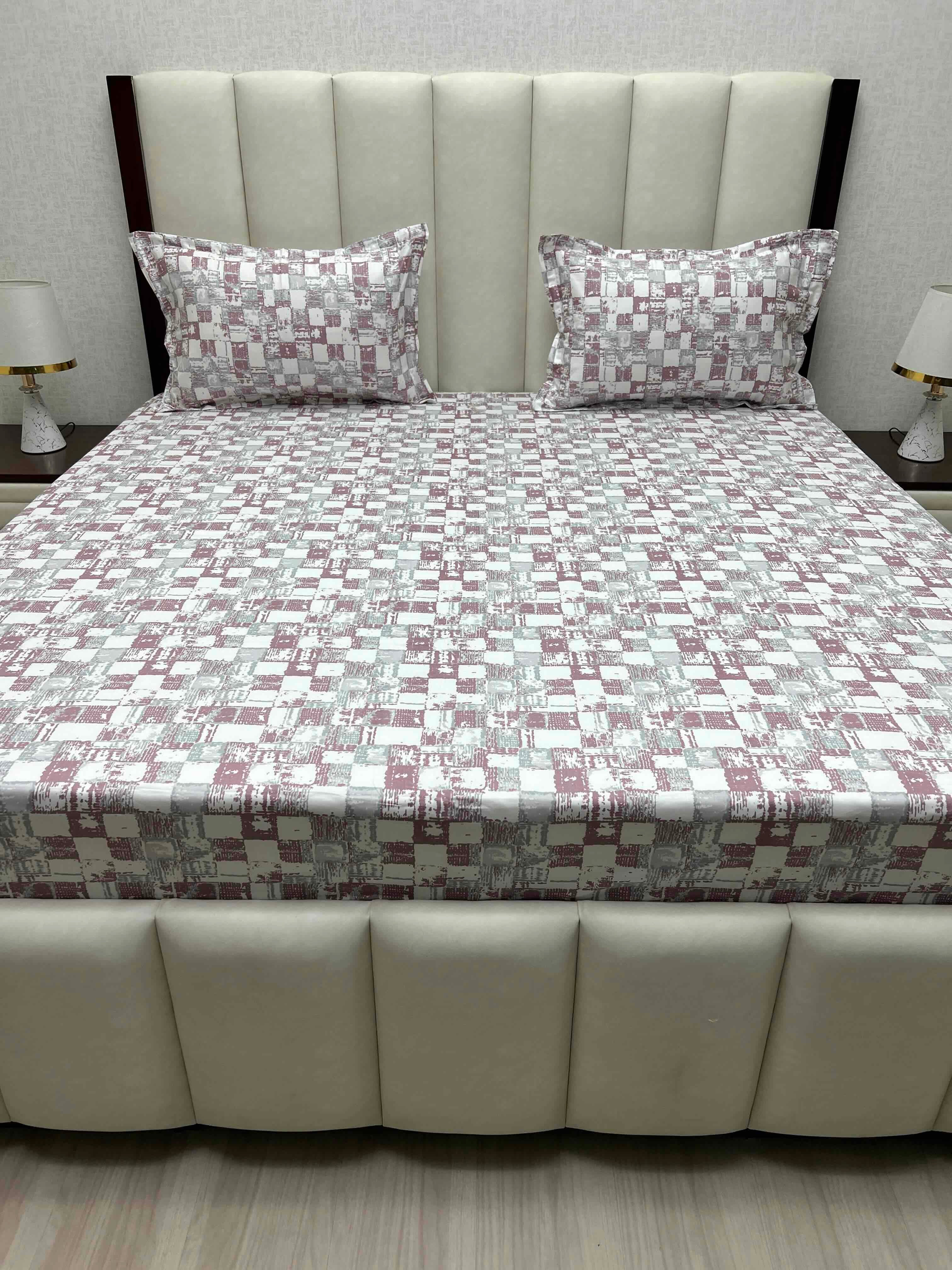 A-4847 - Pure Cotton 250 TC Queen Size Double Bedsheet (228X254) with Two Pillow Covers (43X68)