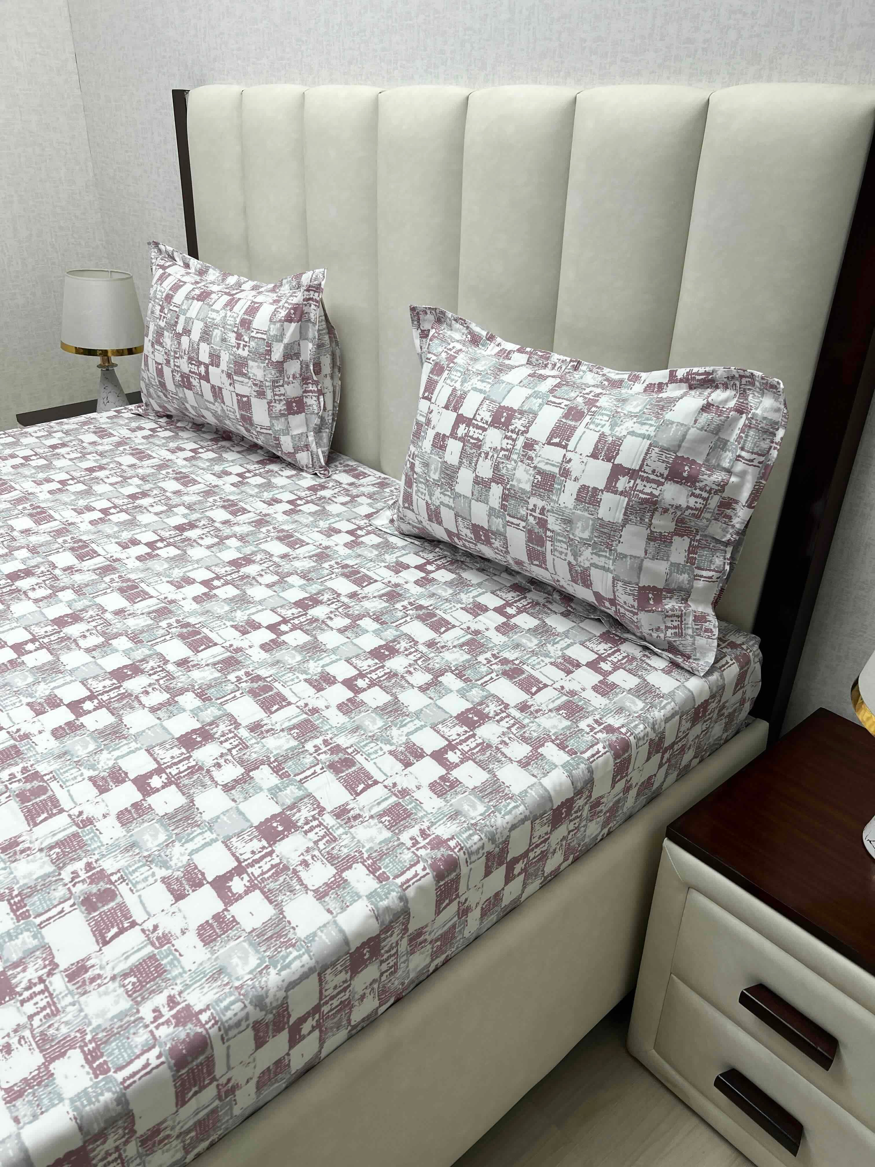 A-4847 - Pure Cotton 250 TC Queen Size Double Bedsheet (228X254) with Two Pillow Covers (43X68)