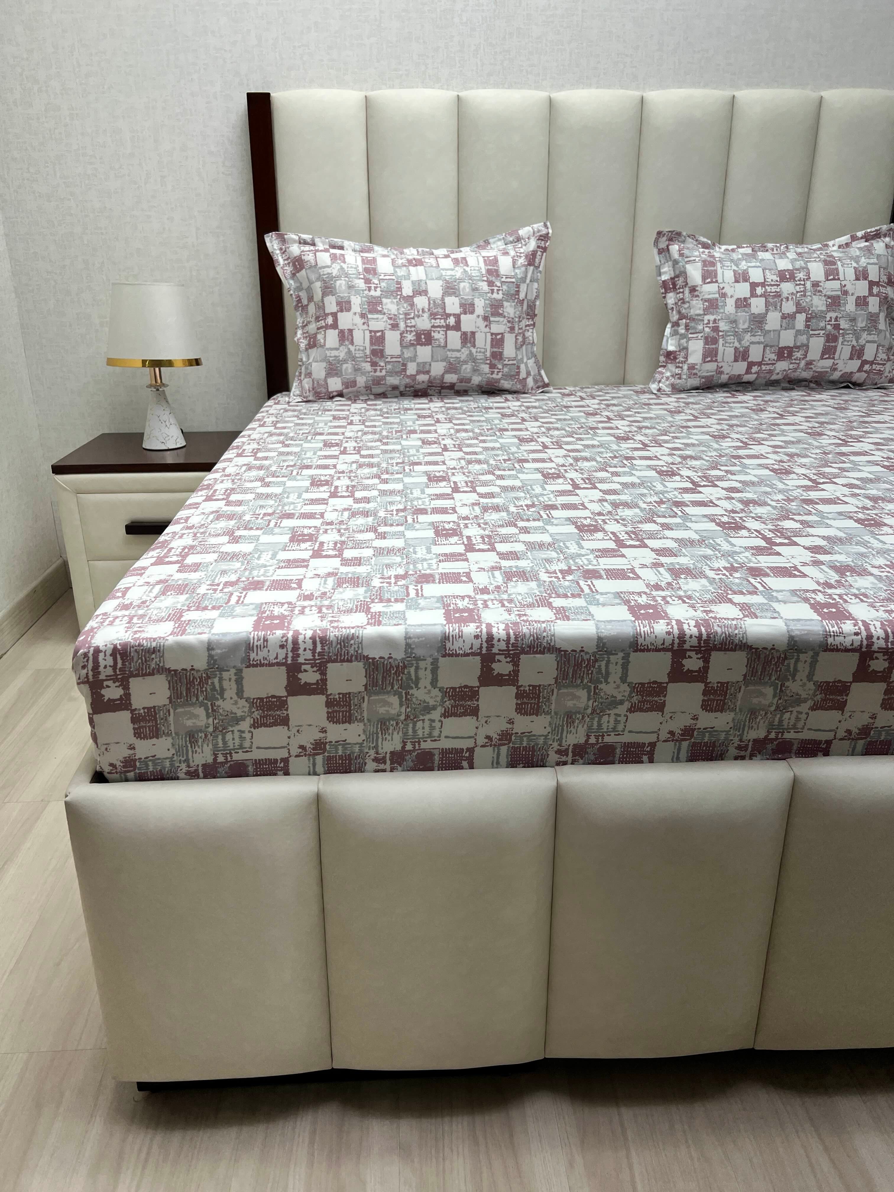 A-4847 - Pure Cotton 250 TC Queen Size Double Bedsheet (228X254) with Two Pillow Covers (43X68)