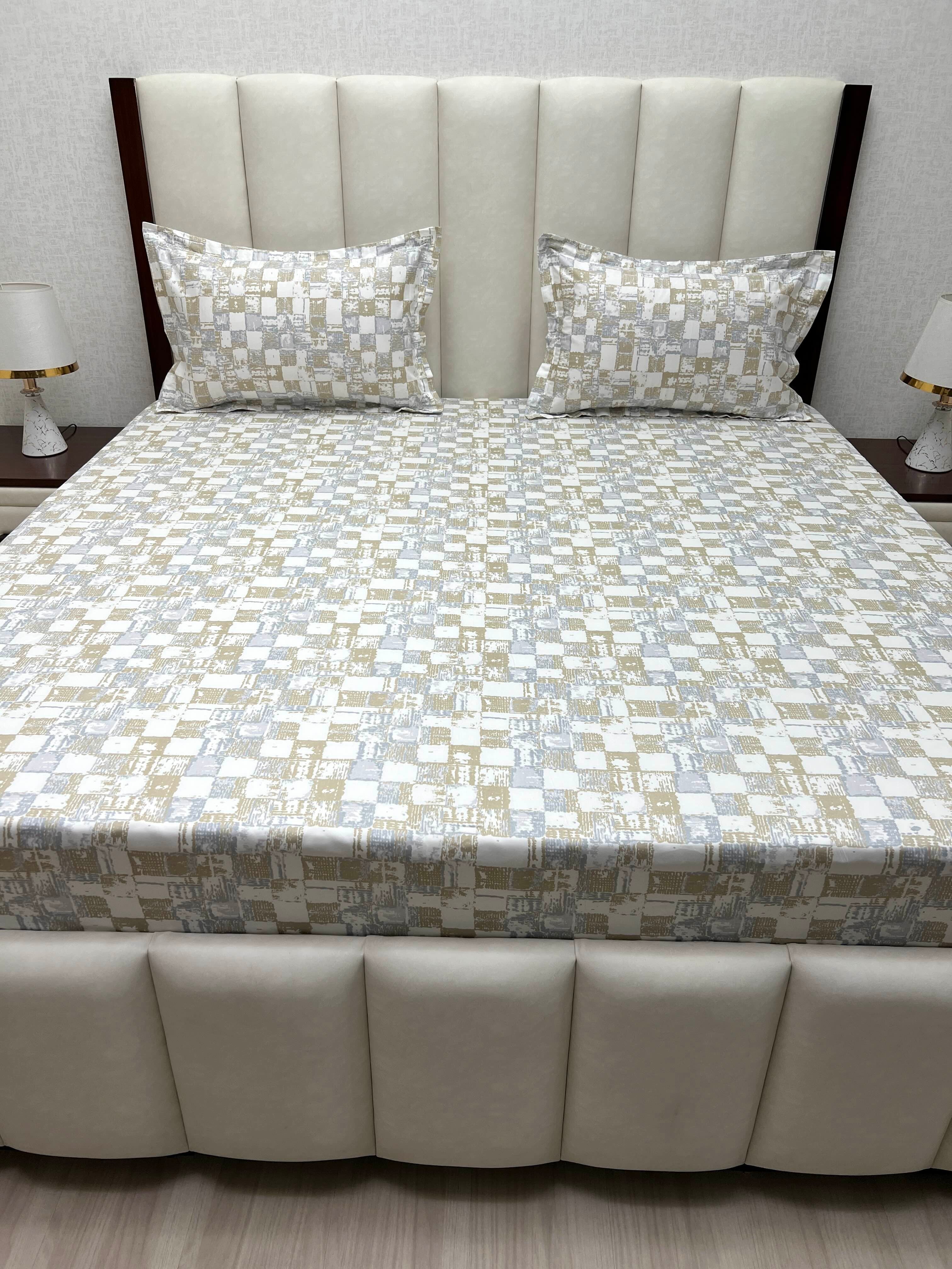 A-4848 - Pure Cotton 250 TC Queen Size Double Bedsheet (228X254) with Two Pillow Covers (43X68)