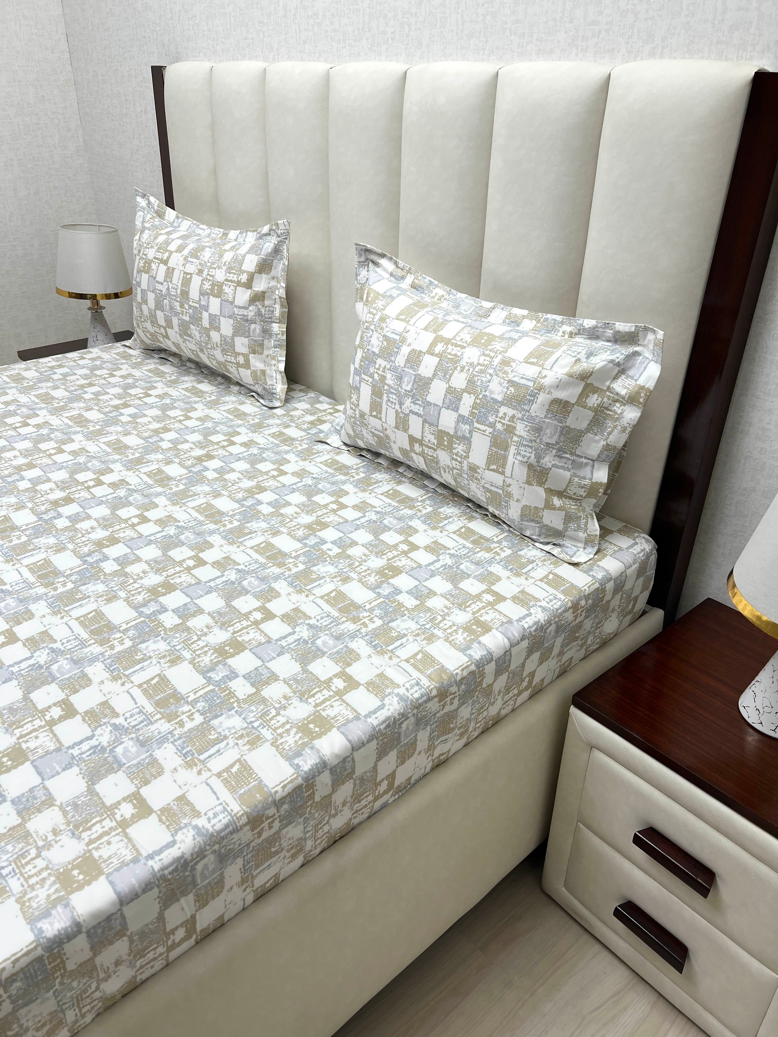 A-4848 - Pure Cotton 250 TC Queen Size Double Bedsheet (228X254) with Two Pillow Covers (43X68)