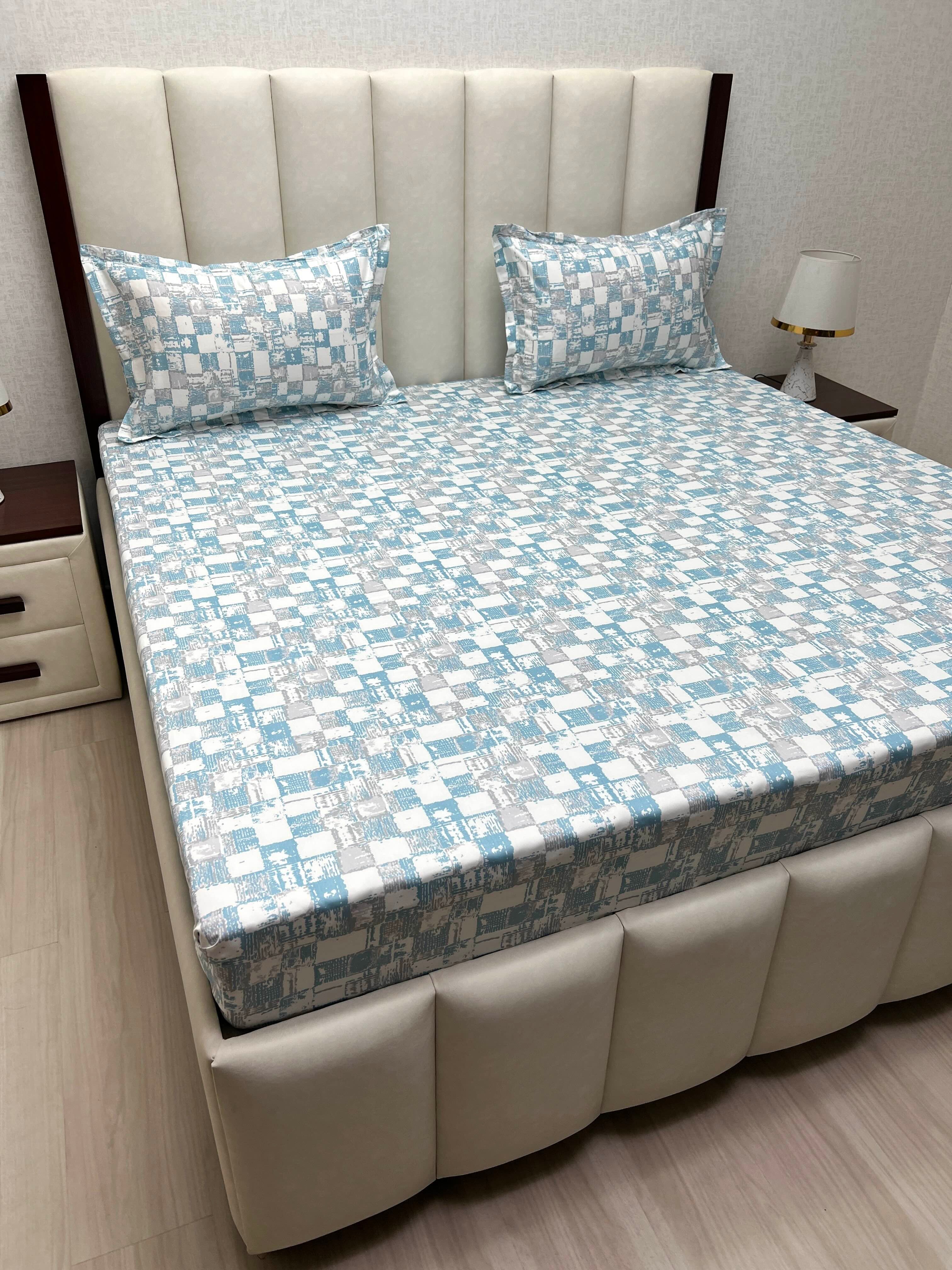 A-4849 - Pure Cotton 250 TC Queen Size Double Bedsheet (228X254) with Two Pillow Covers (43X68)