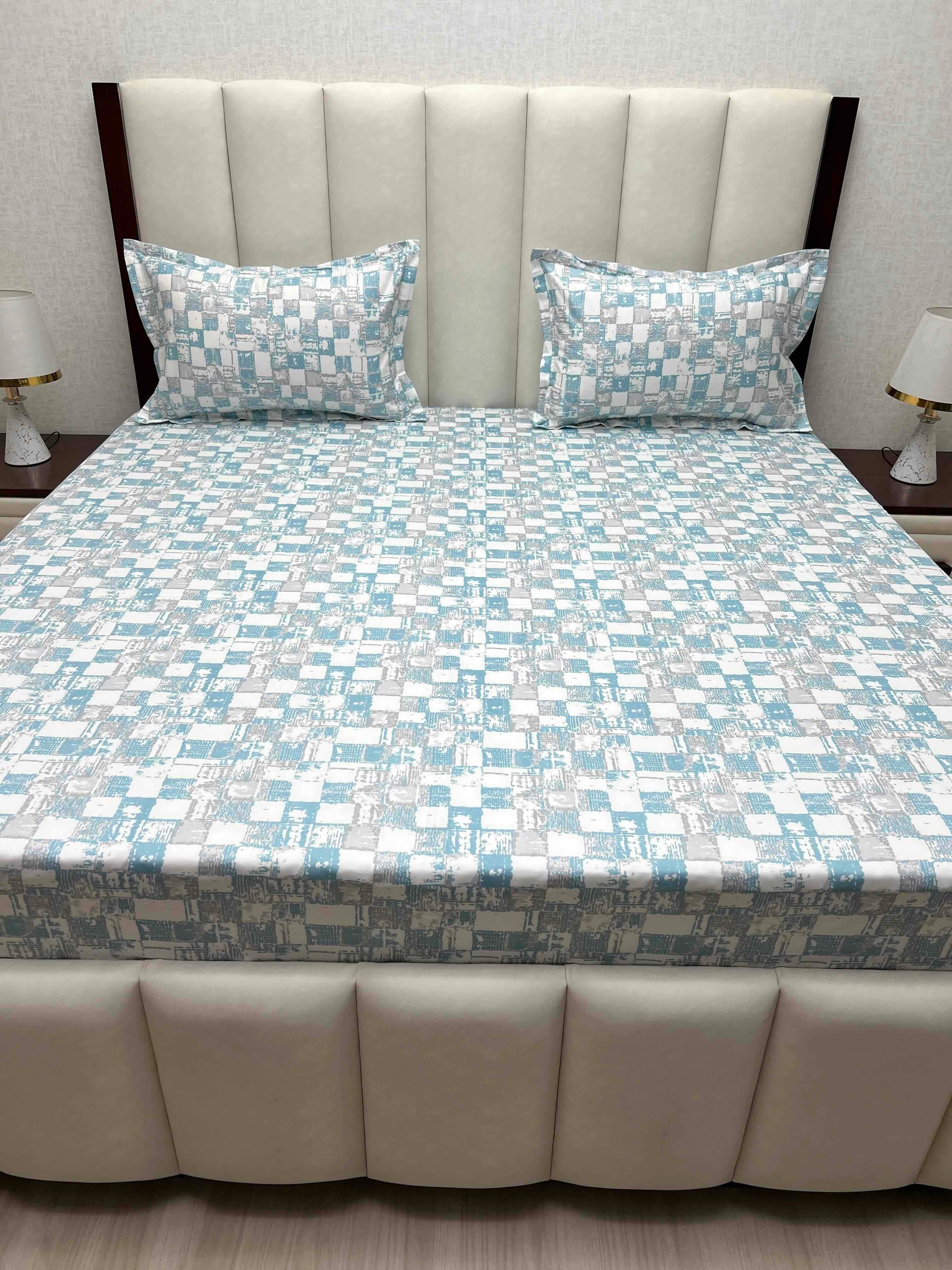 A-4849 - Pure Cotton 250 TC Queen Size Double Bedsheet (228X254) with Two Pillow Covers (43X68)