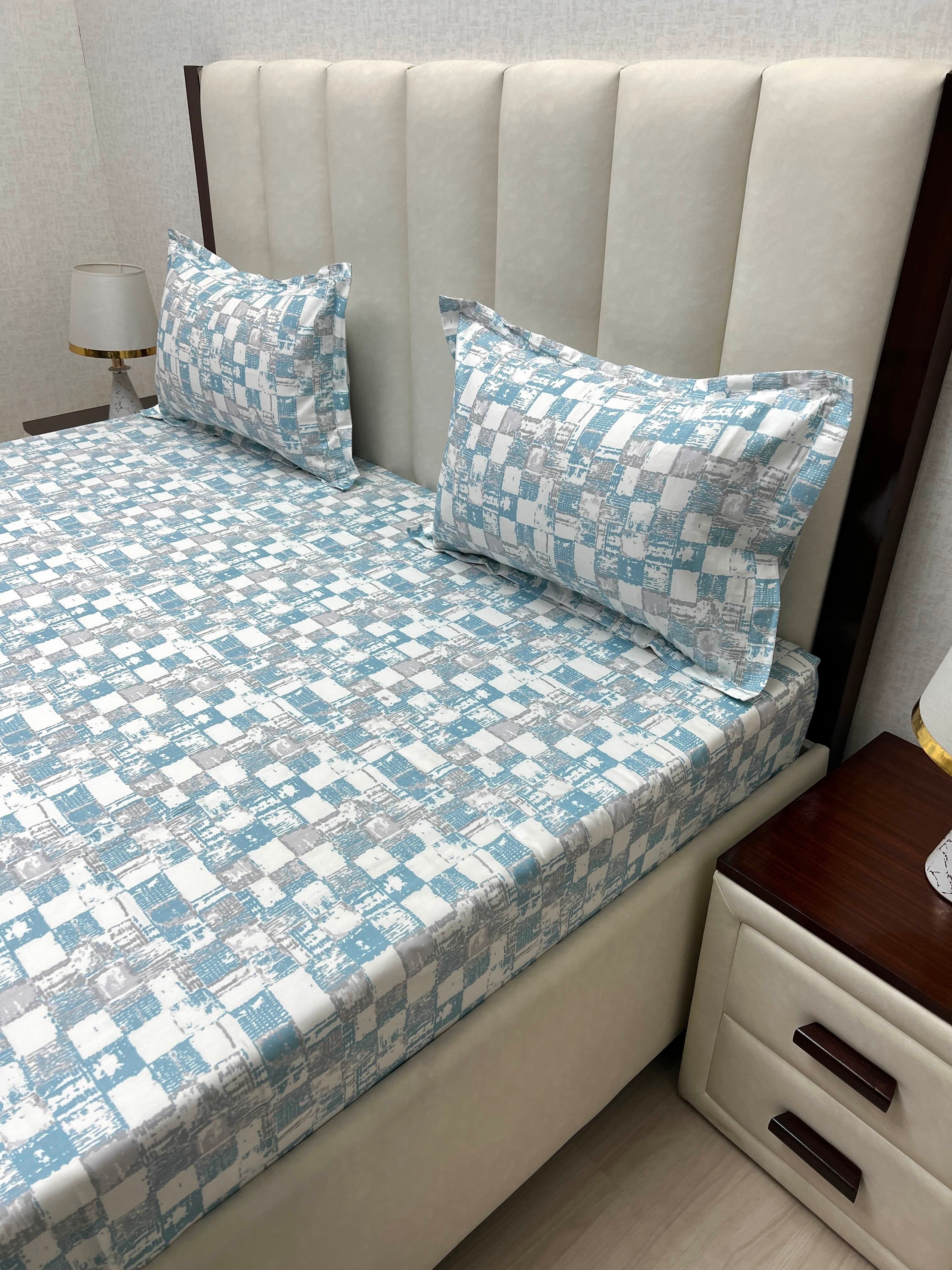 A-4849 - Pure Cotton 250 TC Queen Size Double Bedsheet (228X254) with Two Pillow Covers (43X68)