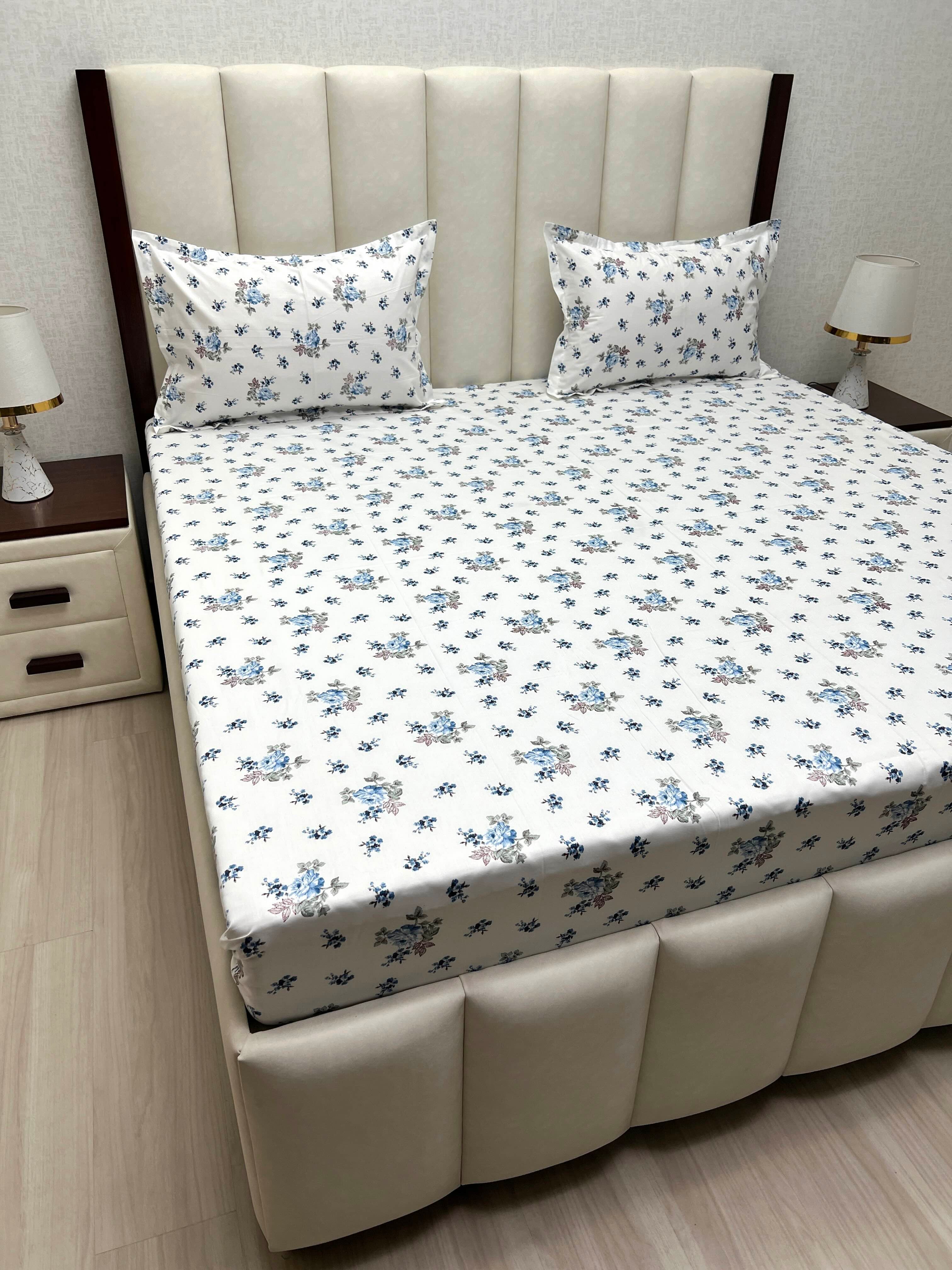 A-4851 - Pure Cotton 250 TC Queen Size Double Bedsheet (228X254) with Two Pillow Covers (43X68)