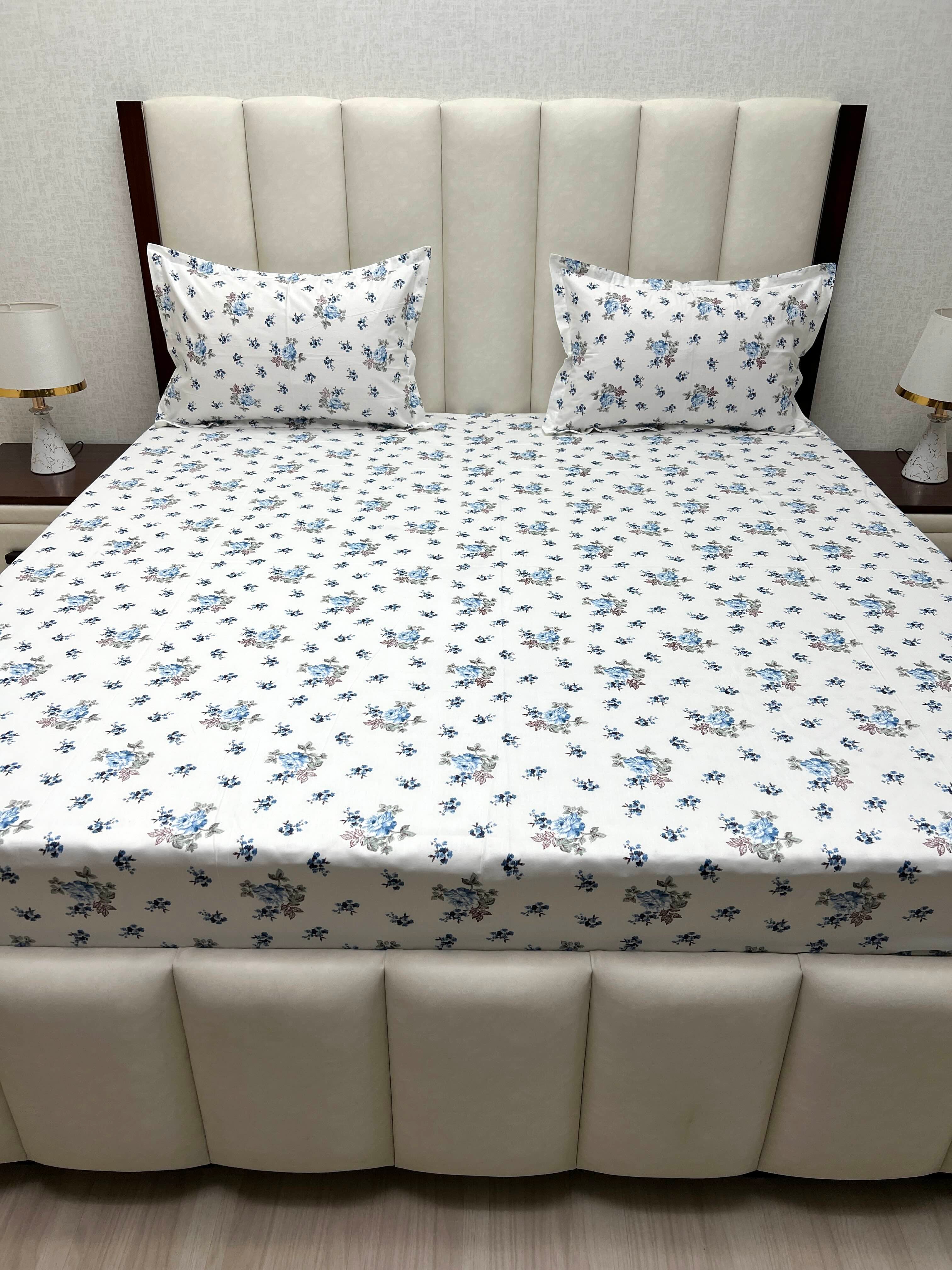 A-4851 - Pure Cotton 250 TC Queen Size Double Bedsheet (228X254) with Two Pillow Covers (43X68)