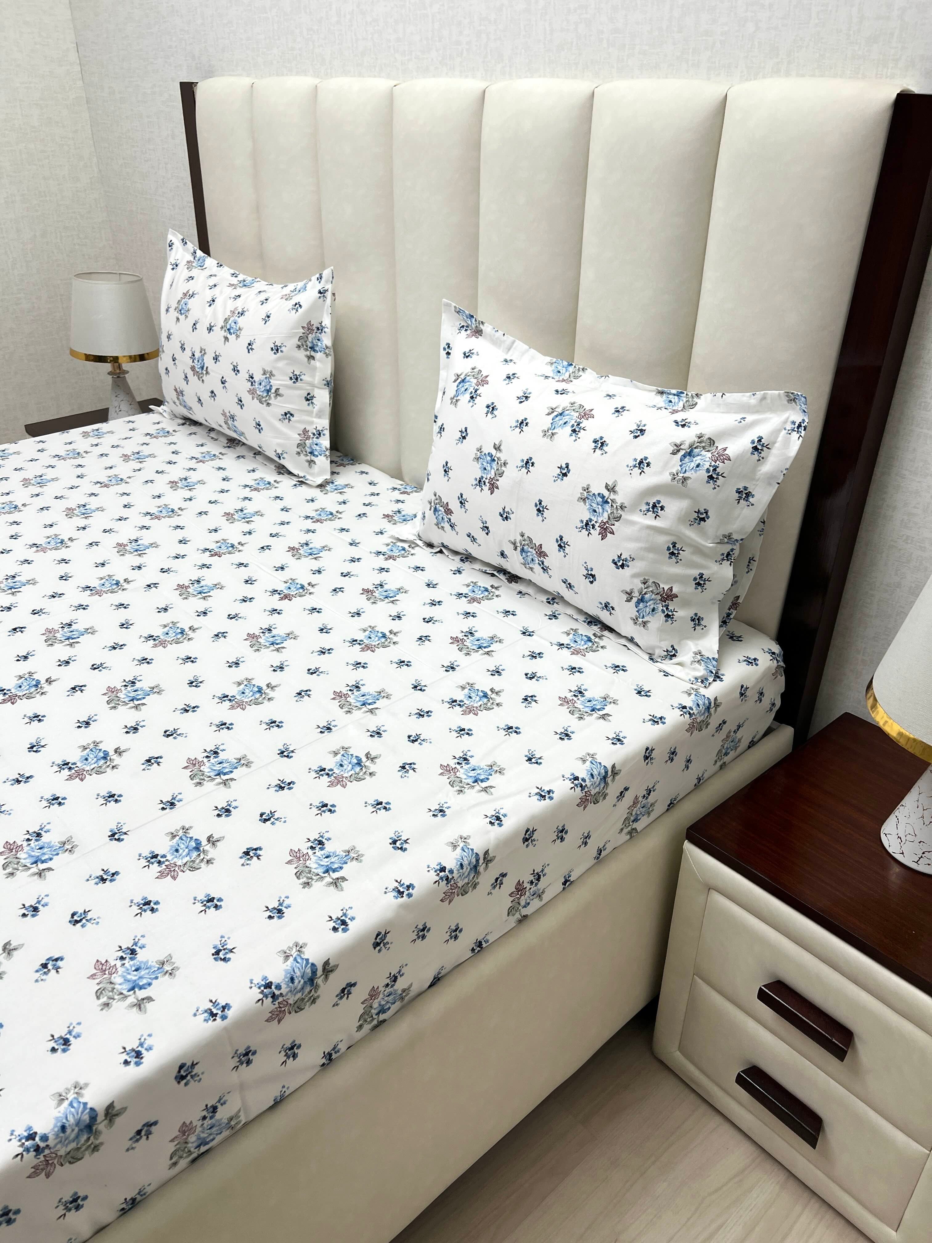 A-4851 - Pure Cotton 250 TC Queen Size Double Bedsheet (228X254) with Two Pillow Covers (43X68)