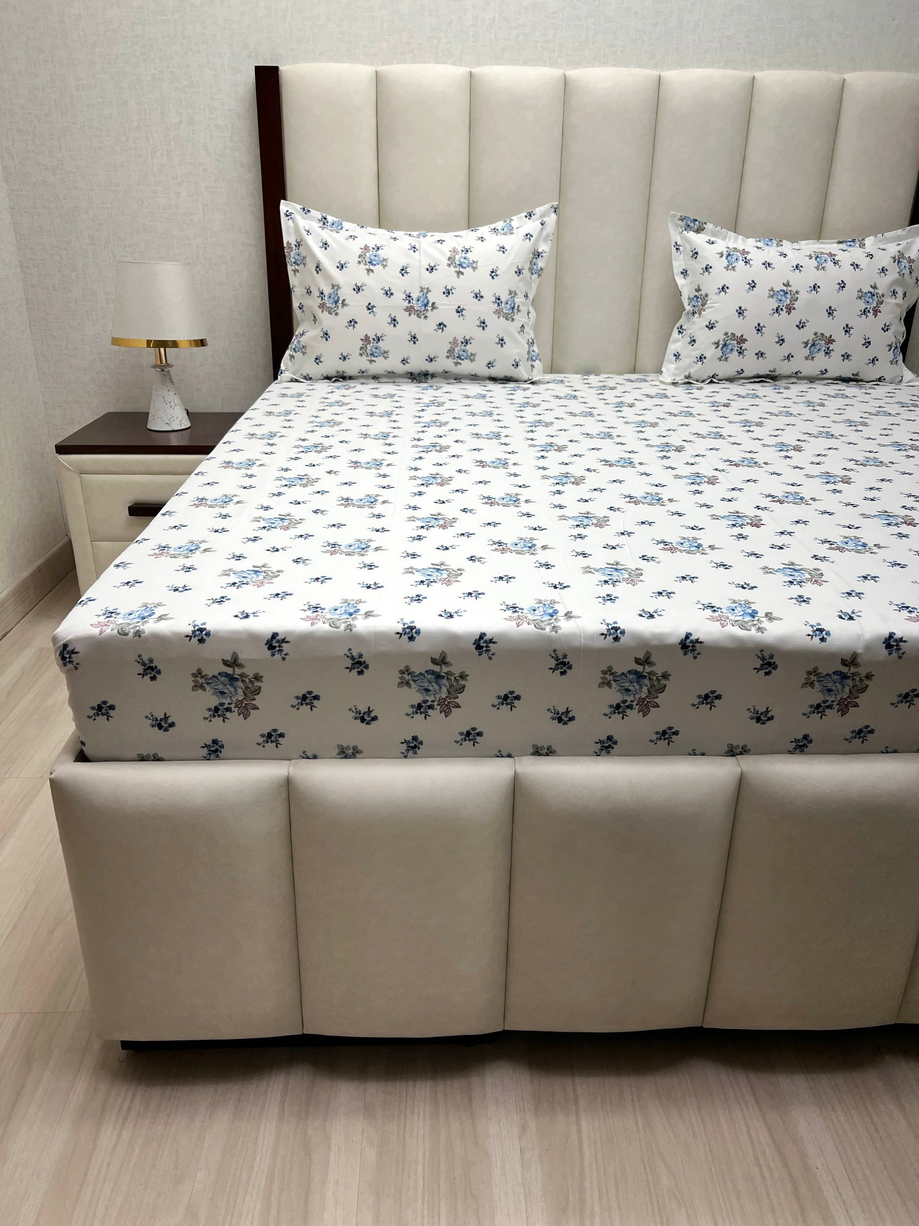 A-4851 - Pure Cotton 250 TC Queen Size Double Bedsheet (228X254) with Two Pillow Covers (43X68)