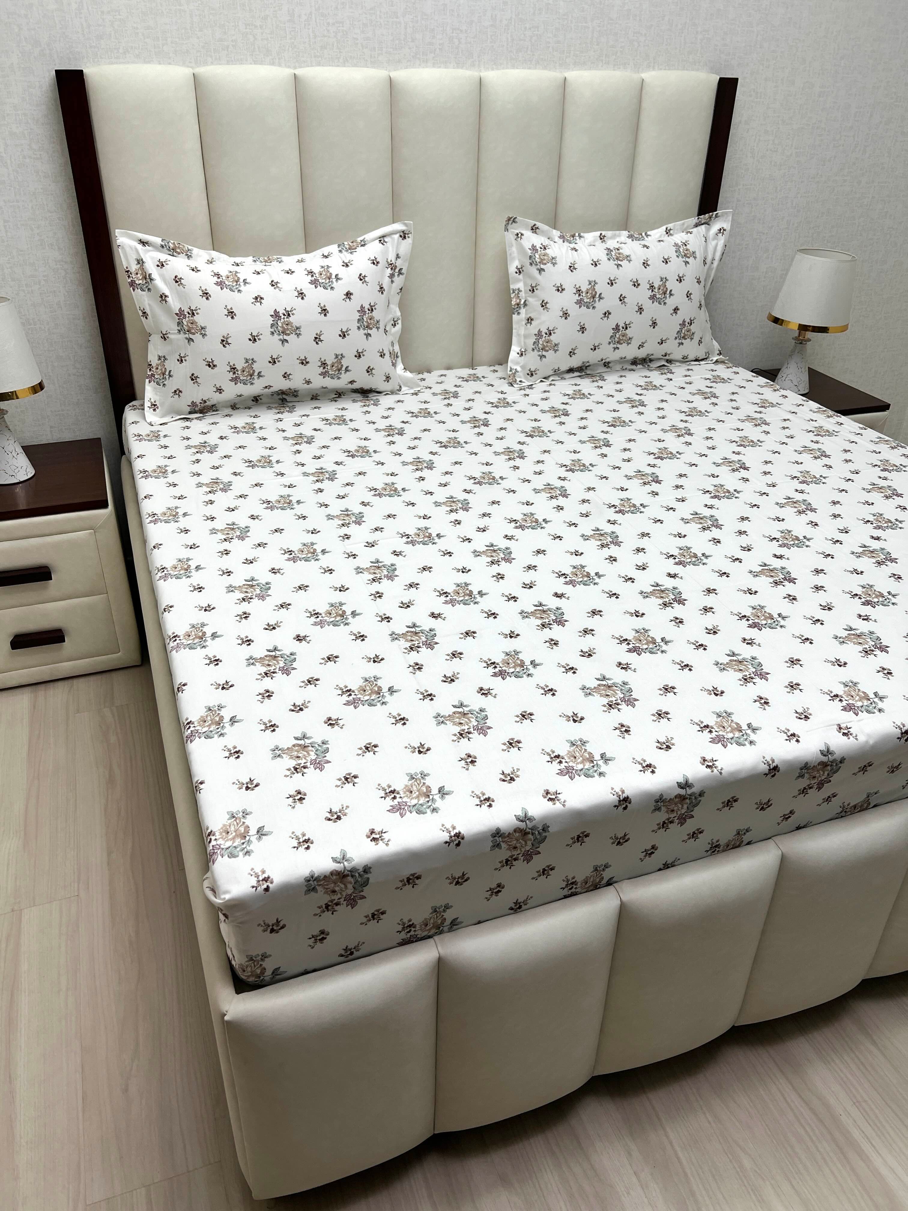 A-4852 - Pure Cotton 250 TC Queen Size Double Bedsheet (228X254) with Two Pillow Covers (43X68)