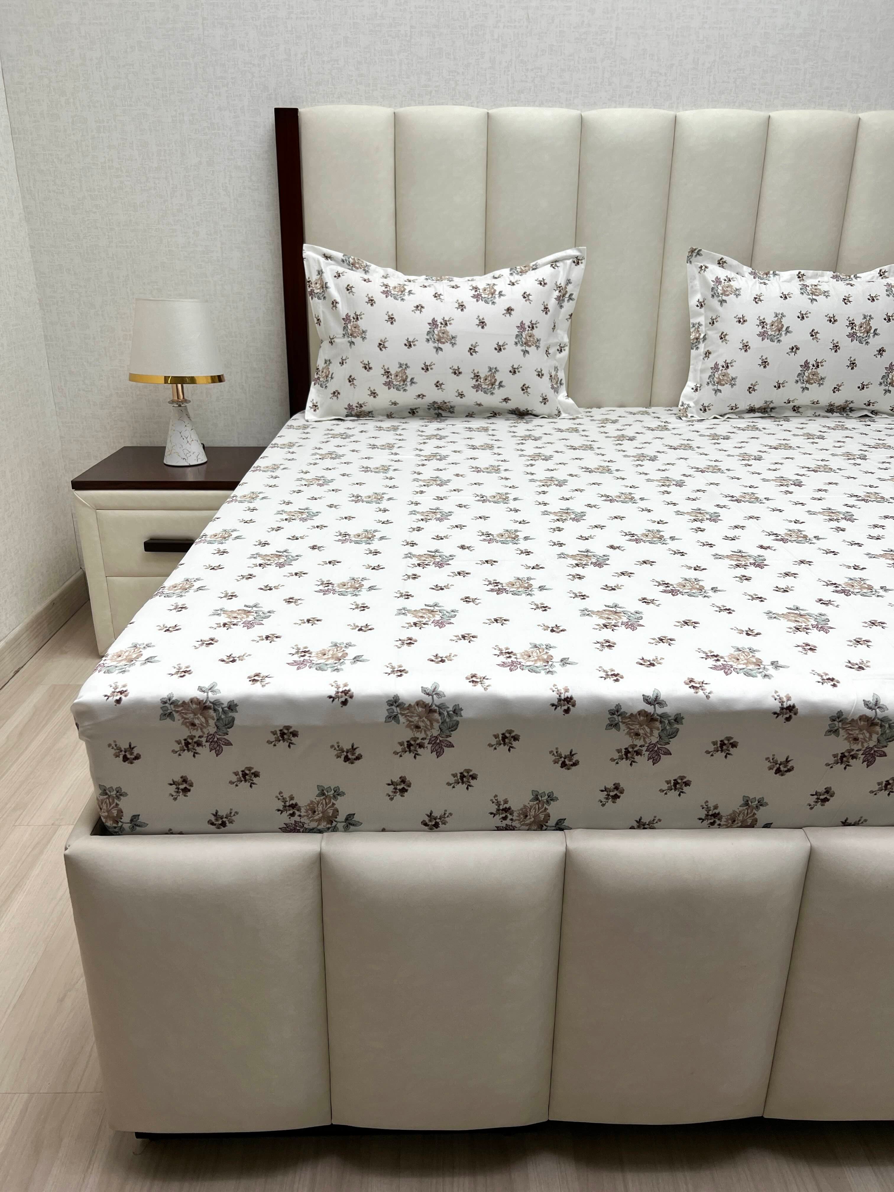 A-4852 - Pure Cotton 250 TC Queen Size Double Bedsheet (228X254) with Two Pillow Covers (43X68)