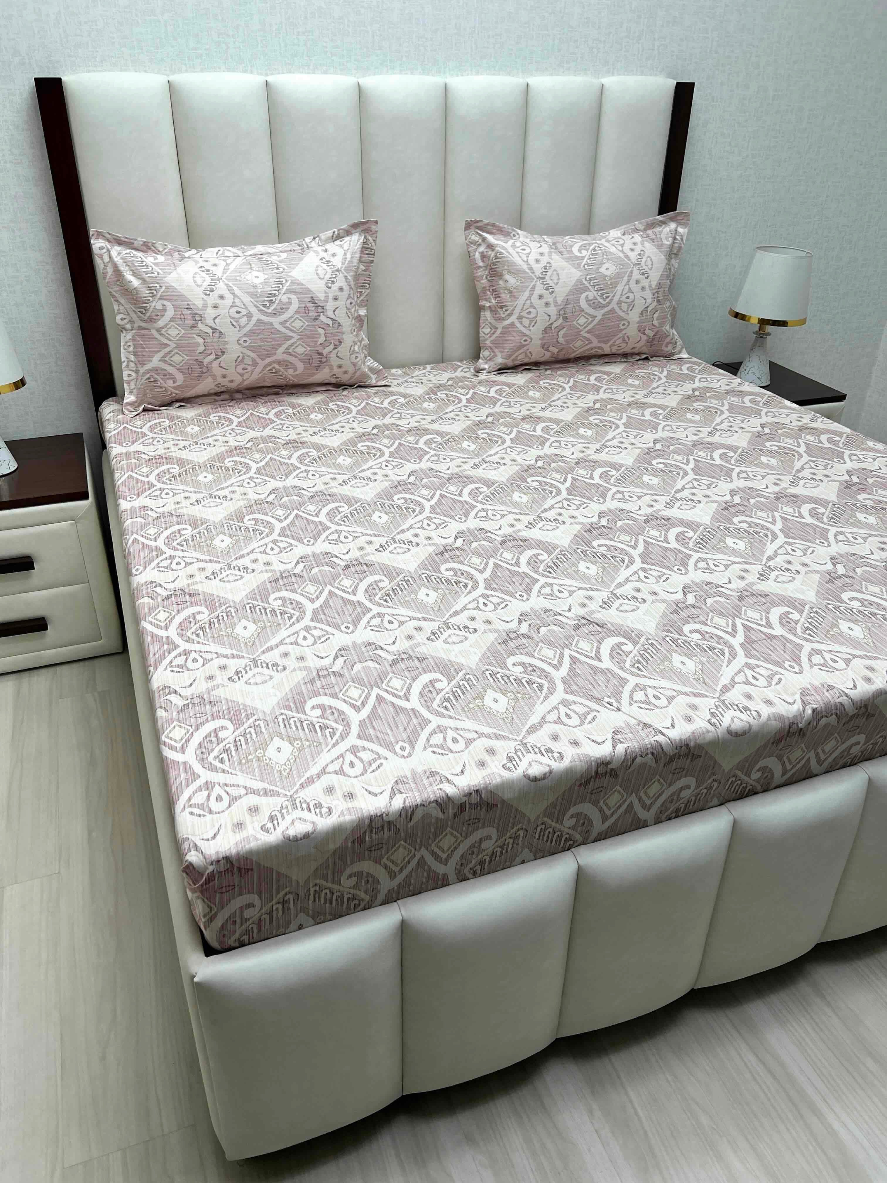 A-4857 - Pure Cotton 250 TC Queen Size Double Bedsheet (228X254) with Two Pillow Covers (43X68)