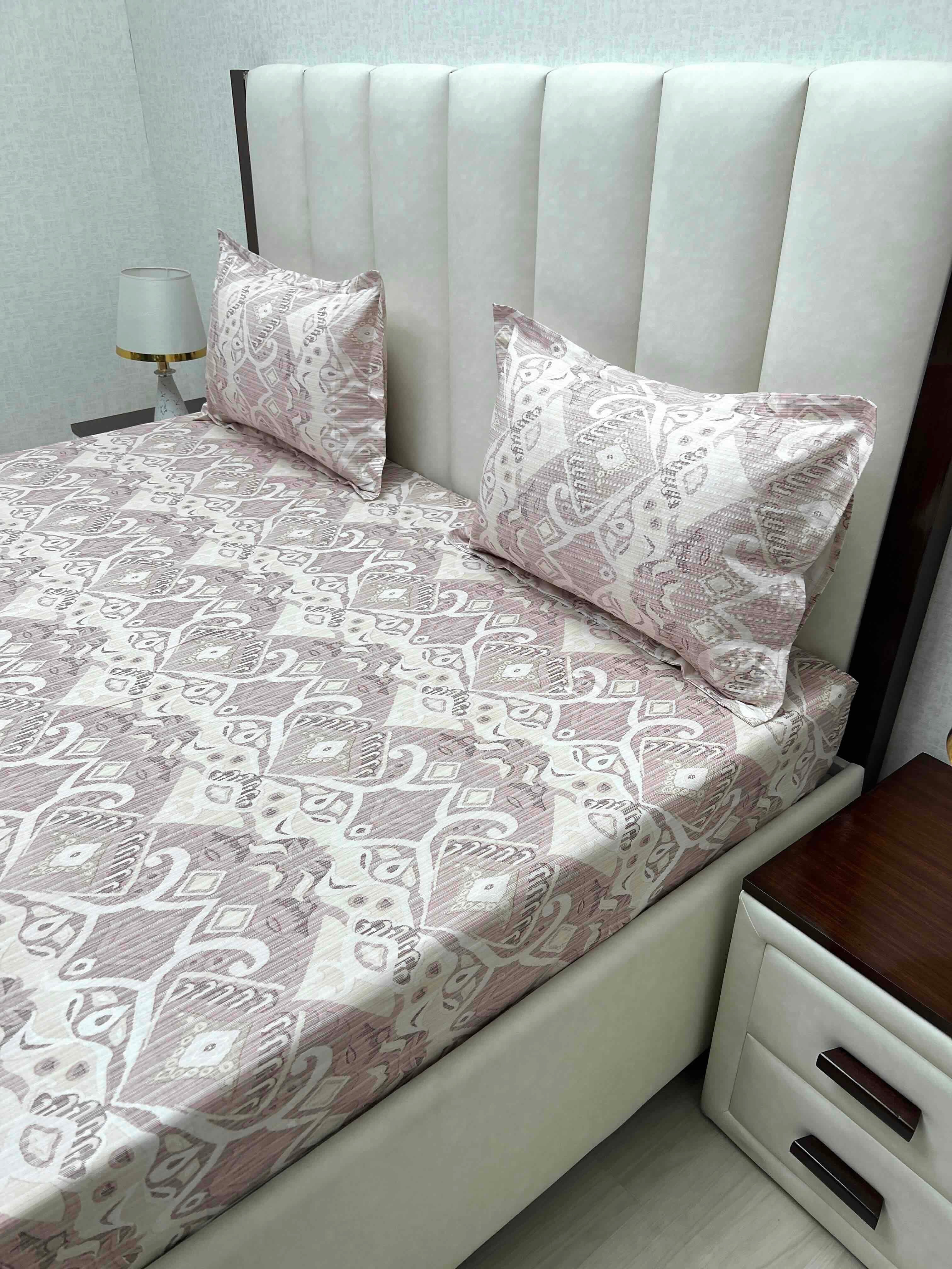 A-4857 - Pure Cotton 250 TC Queen Size Double Bedsheet (228X254) with Two Pillow Covers (43X68)