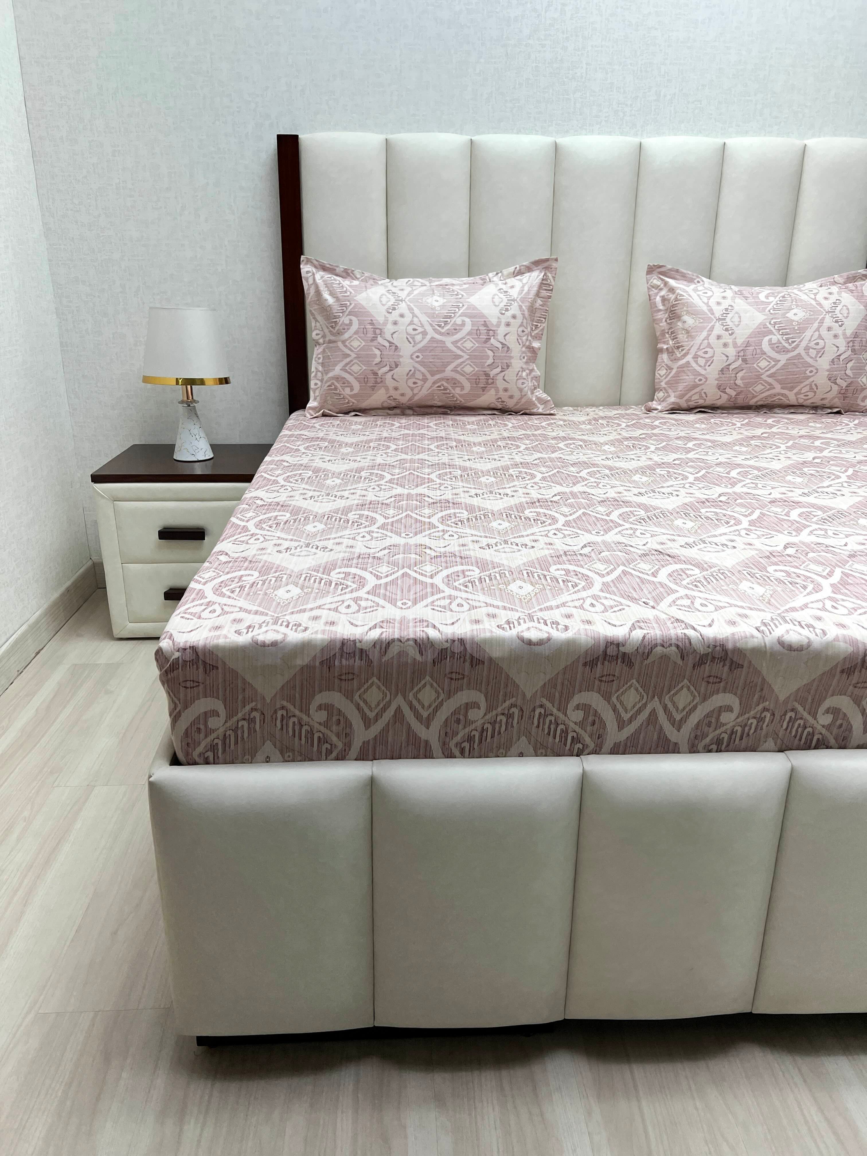 A-4857 - Pure Cotton 250 TC Queen Size Double Bedsheet (228X254) with Two Pillow Covers (43X68)