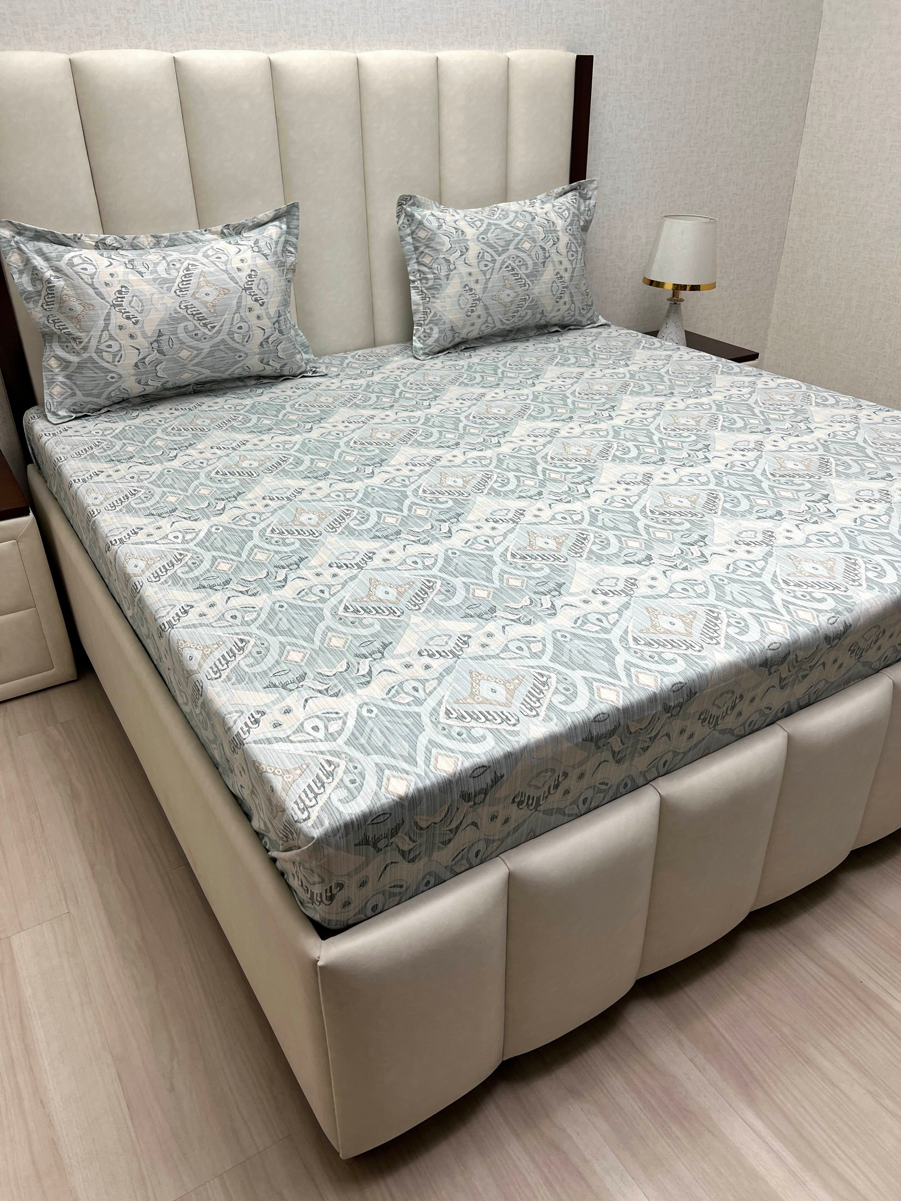 A-4858 - Pure Cotton 250 TC Queen Size Double Bedsheet (228X254) with Two Pillow Covers (43X68)