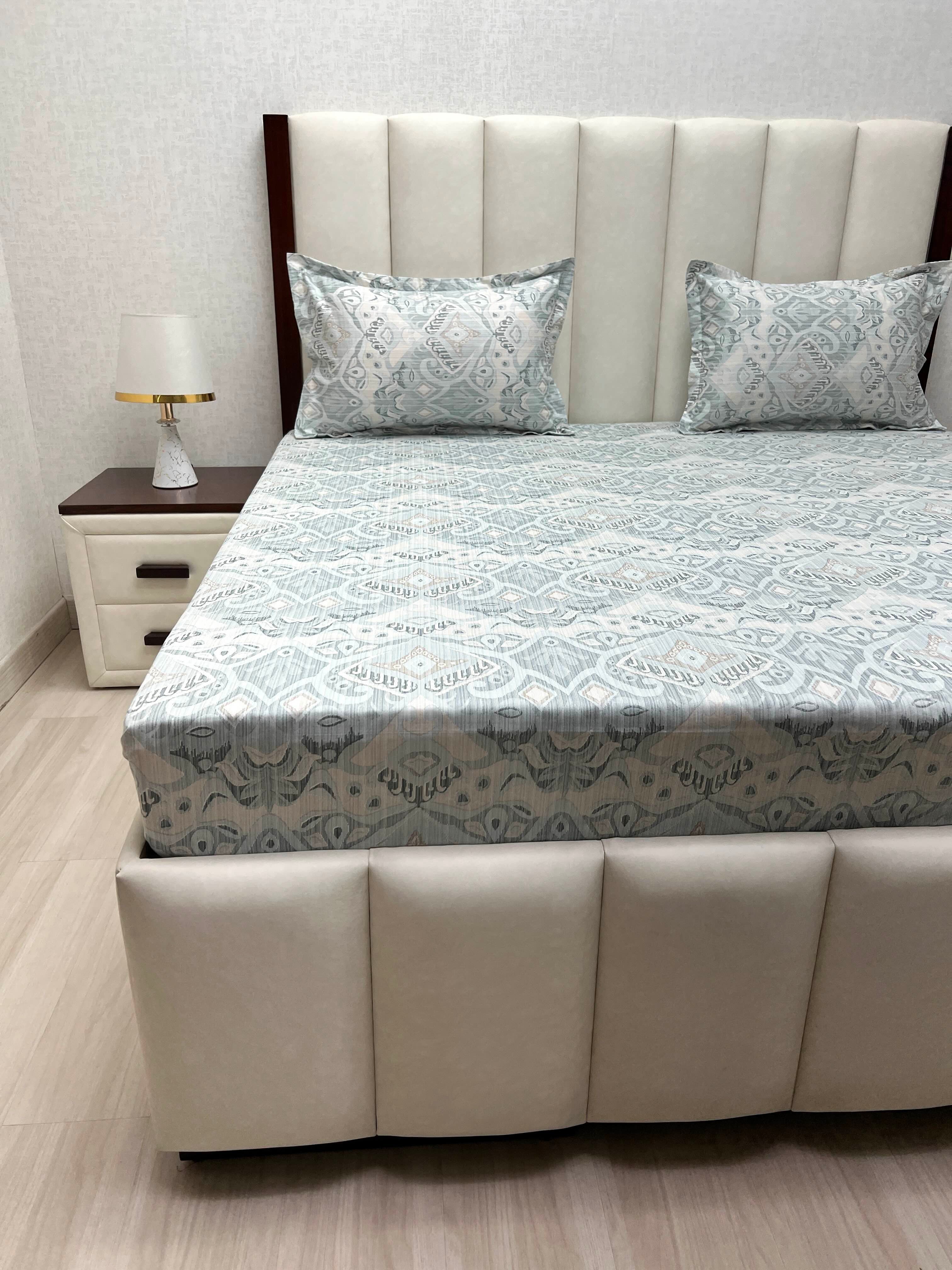 A-4858 - Pure Cotton 250 TC Queen Size Double Bedsheet (228X254) with Two Pillow Covers (43X68)