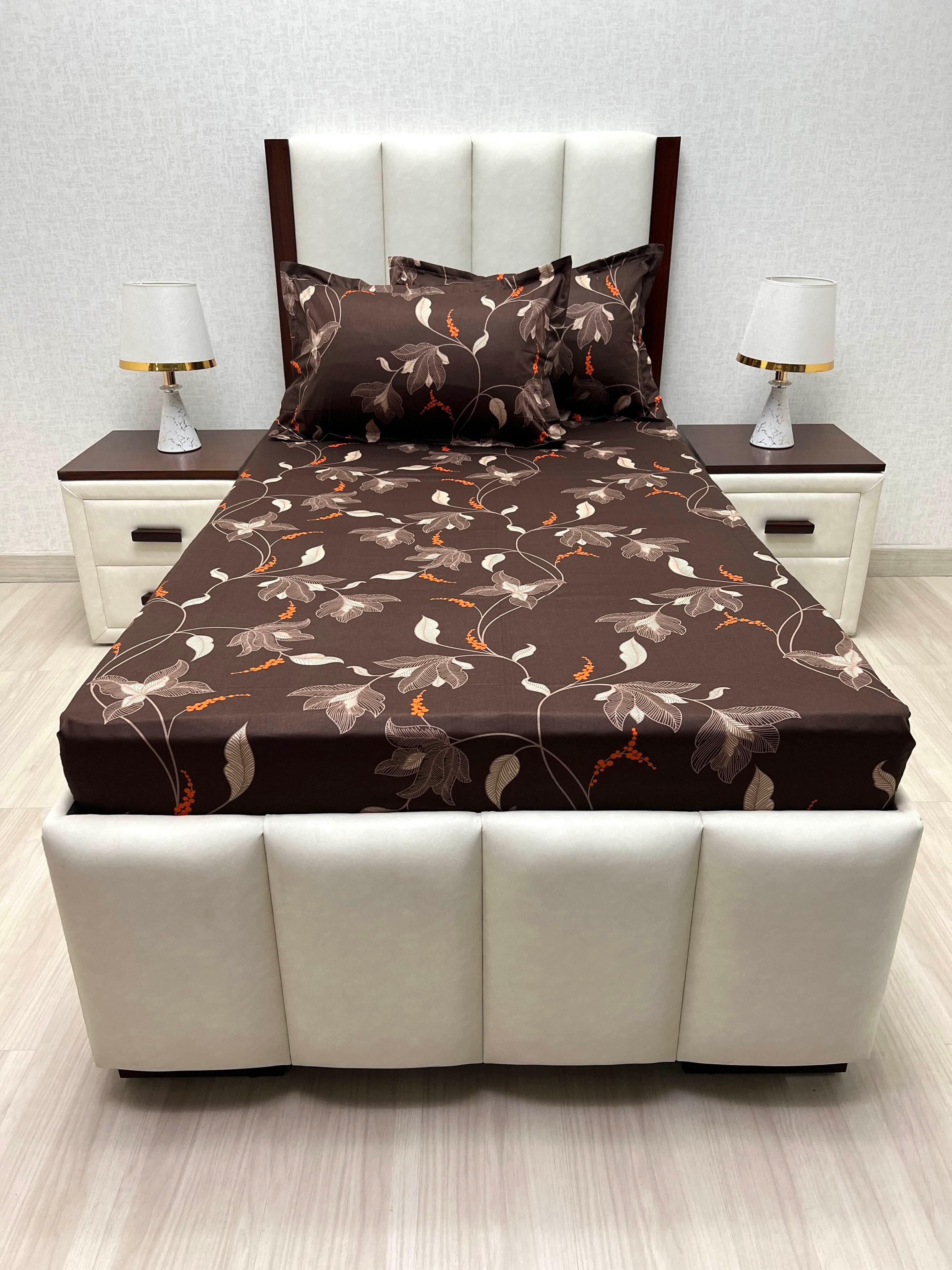 A-4875 - Pure Cotton 180 TC Single Bedsheet (173X236) with Two Pillow Covers (43X69)