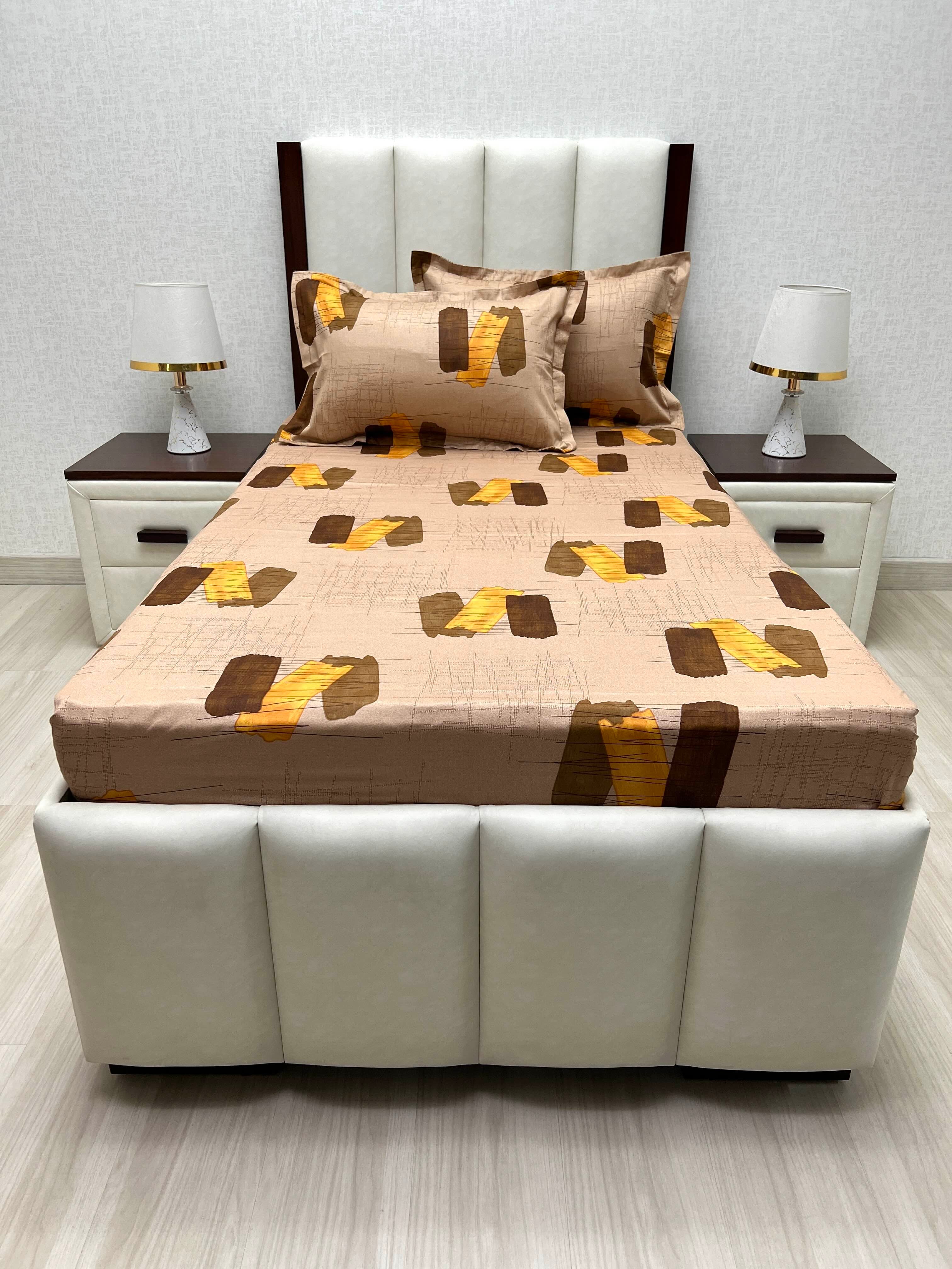 A-4879 - Pure Cotton 180 TC Single Bedsheet (173X236) with Two Pillow Covers (43X69)