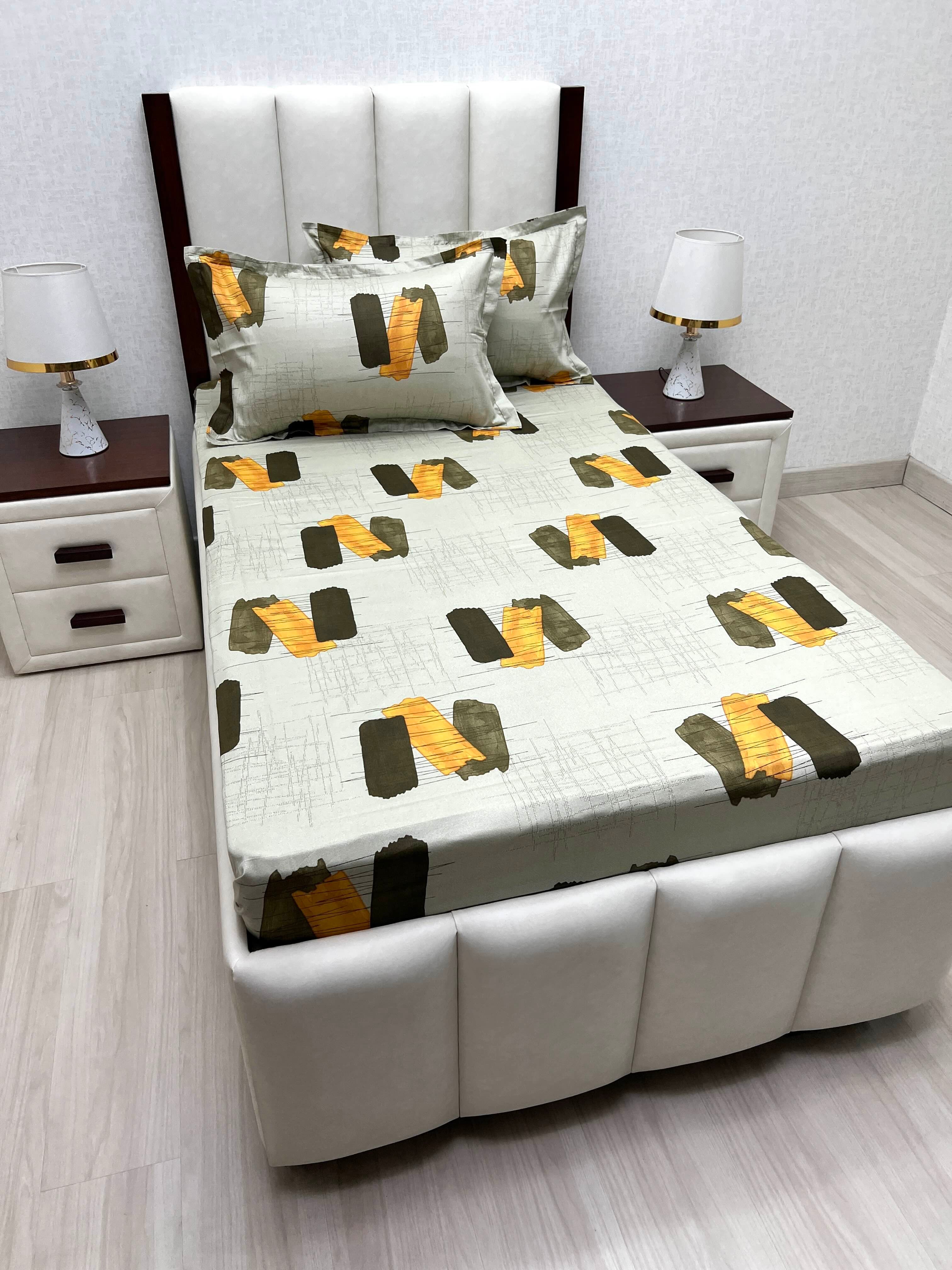 A-4880 - Pure Cotton 180 TC Single Bedsheet (173X236) with Two Pillow Covers (43X69)