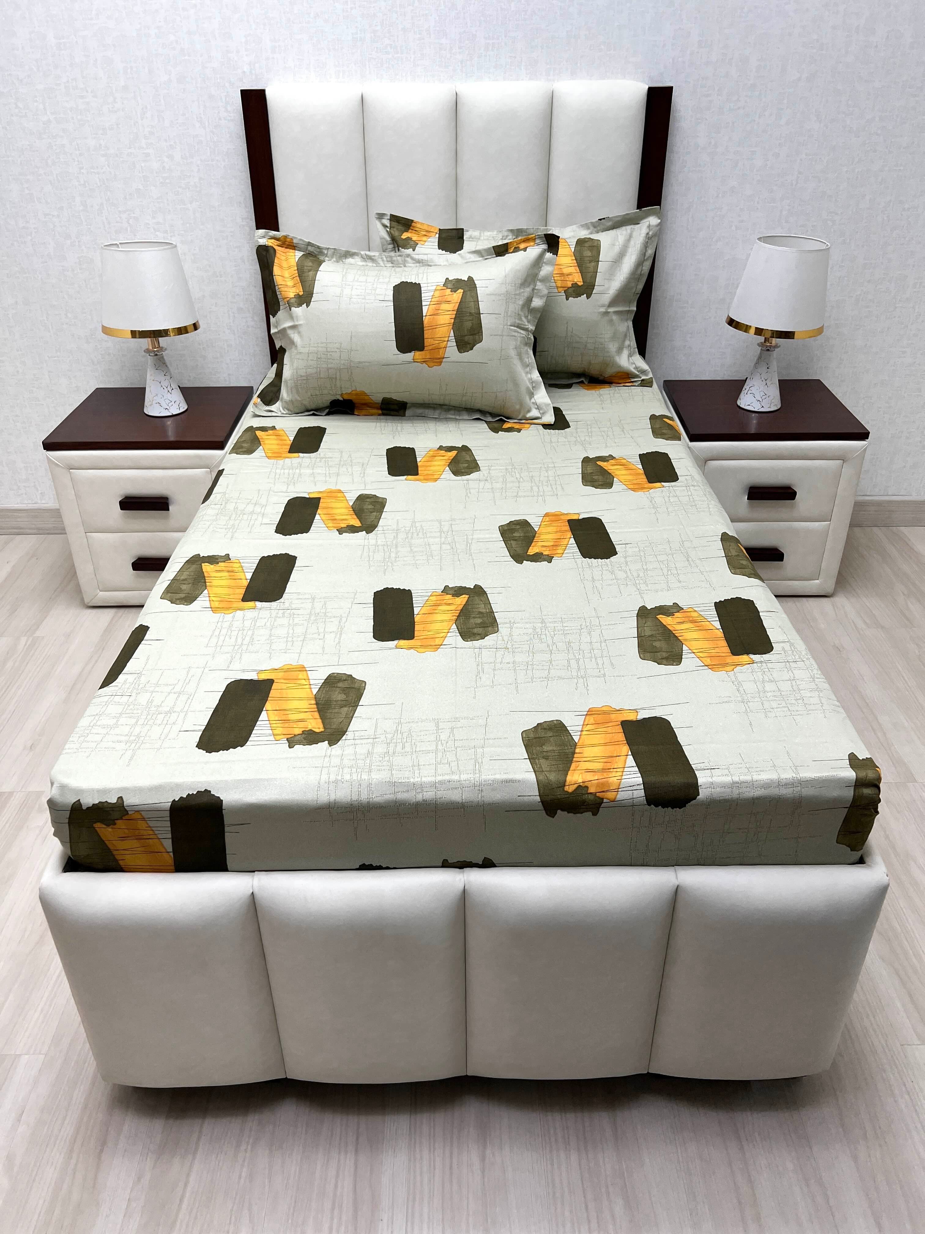 A-4880 - Pure Cotton 180 TC Single Bedsheet (173X236) with Two Pillow Covers (43X69)