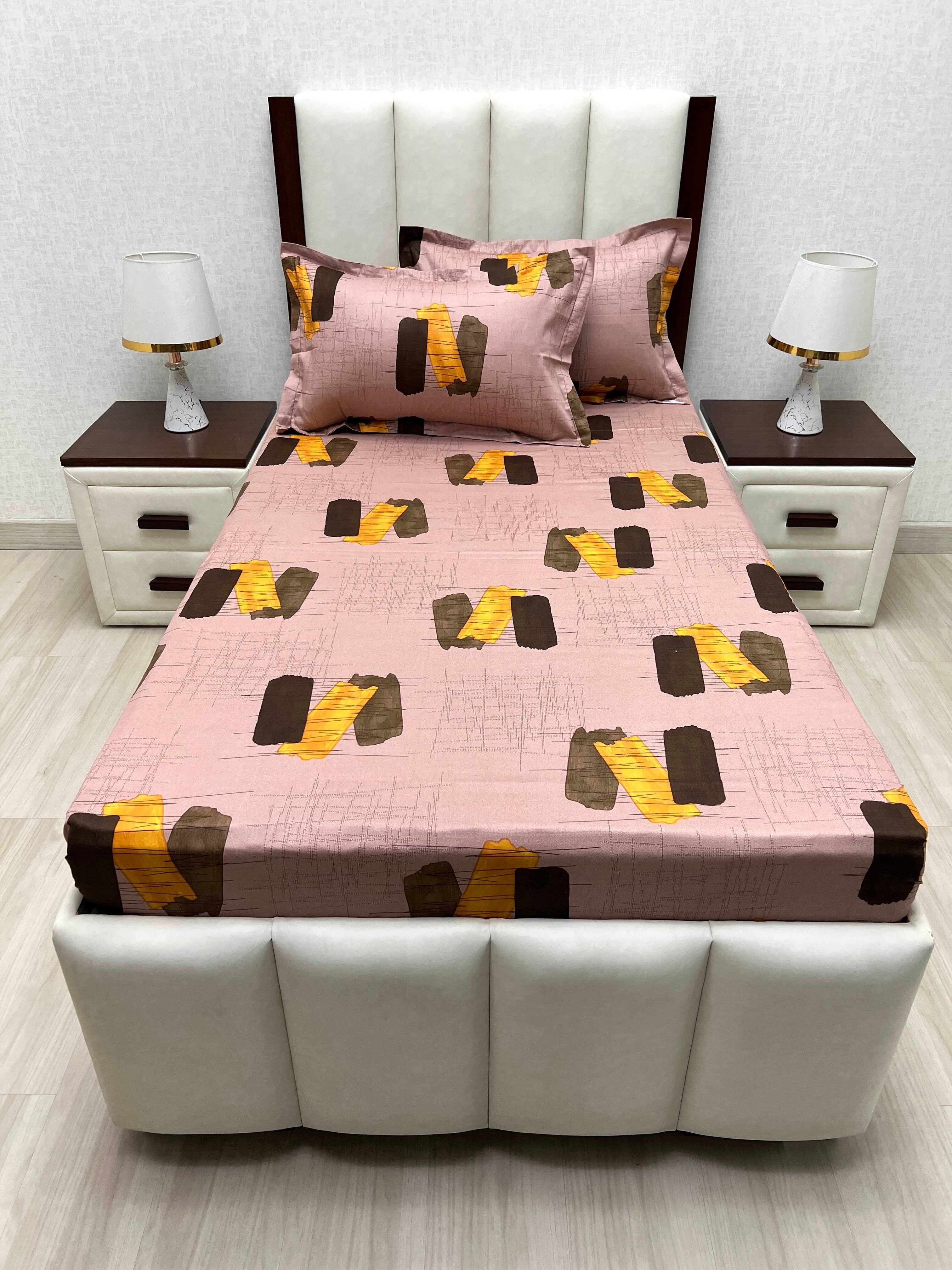 A-4881 - Pure Cotton 180 TC Single Bedsheet (173X236) with Two Pillow Covers (43X69)