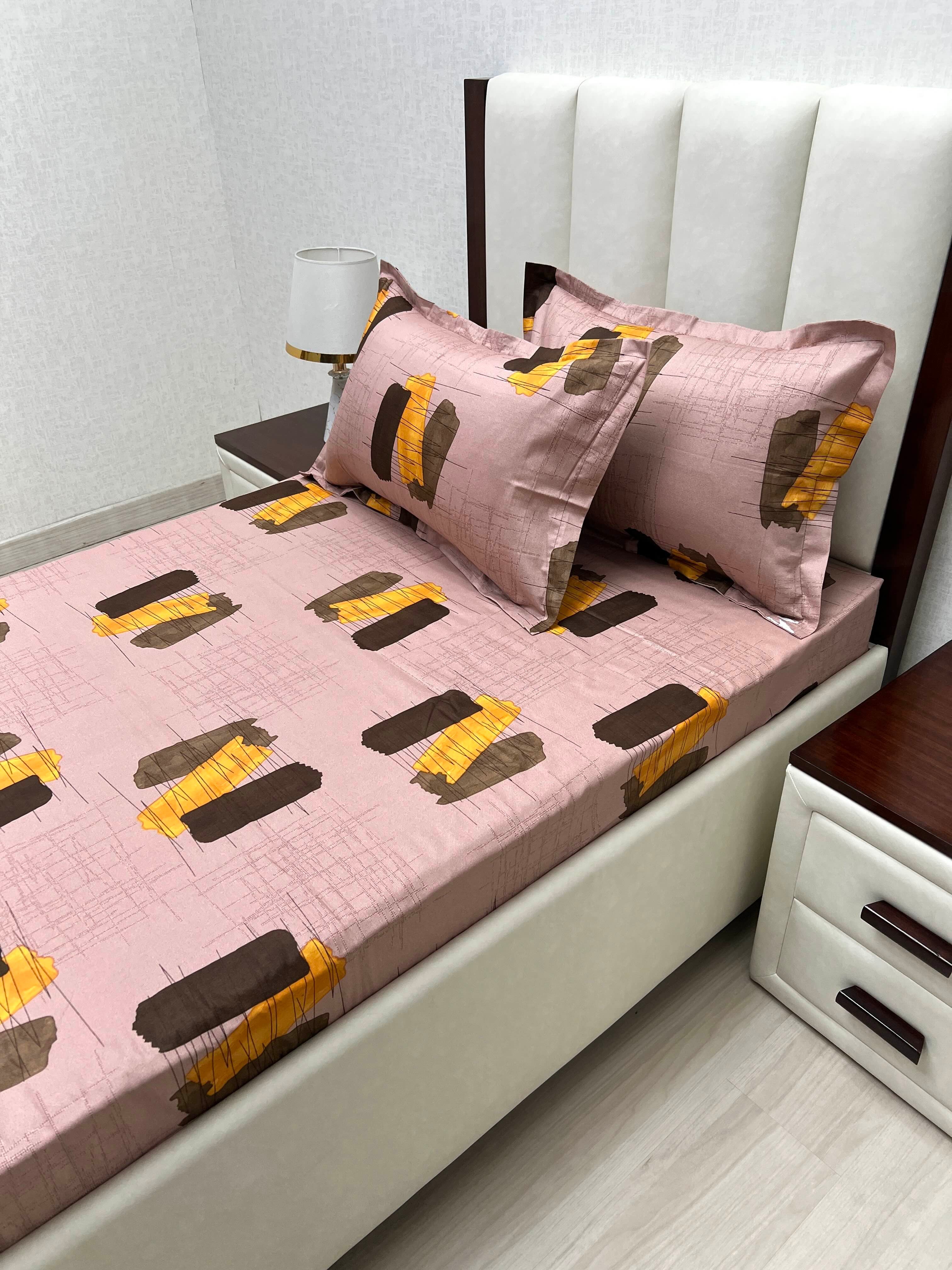 A-4881 - Pure Cotton 180 TC Single Bedsheet (173X236) with Two Pillow Covers (43X69)