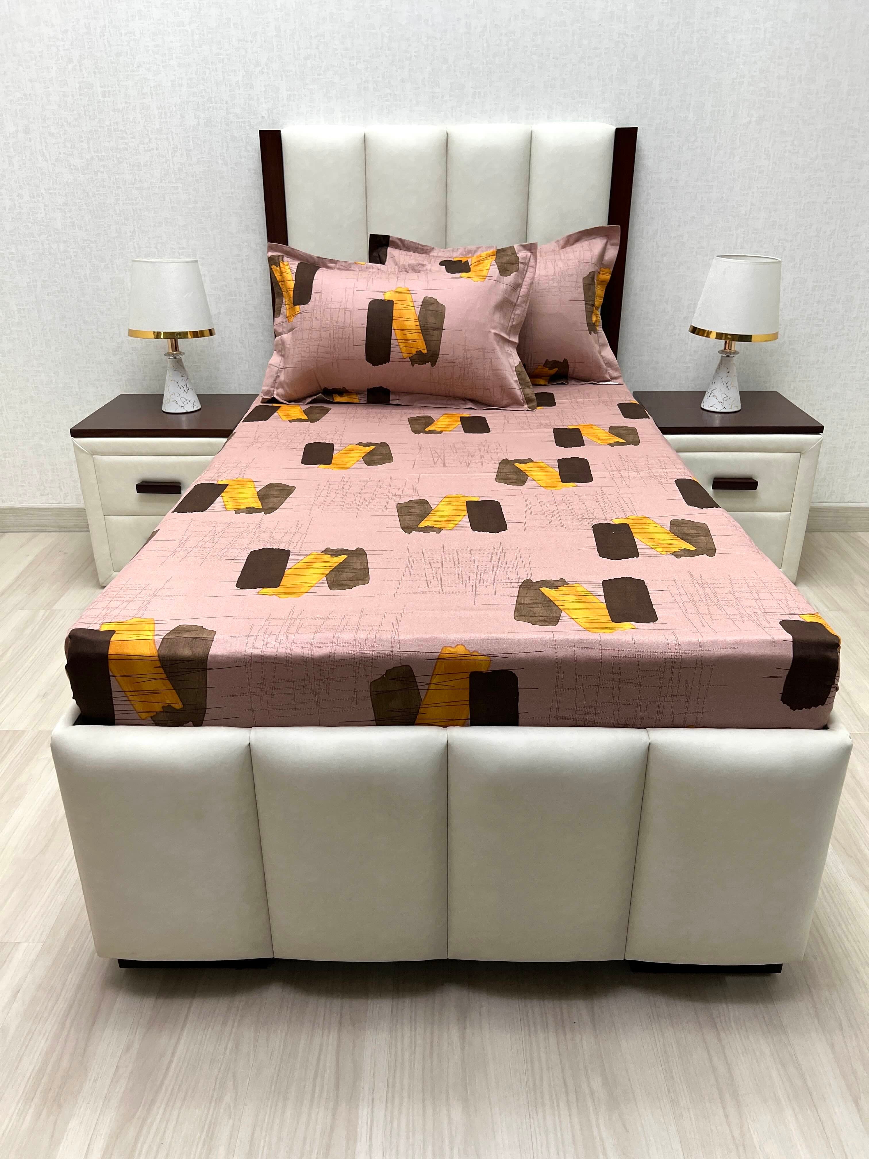 A-4881 - Pure Cotton 180 TC Single Bedsheet (173X236) with Two Pillow Covers (43X69)