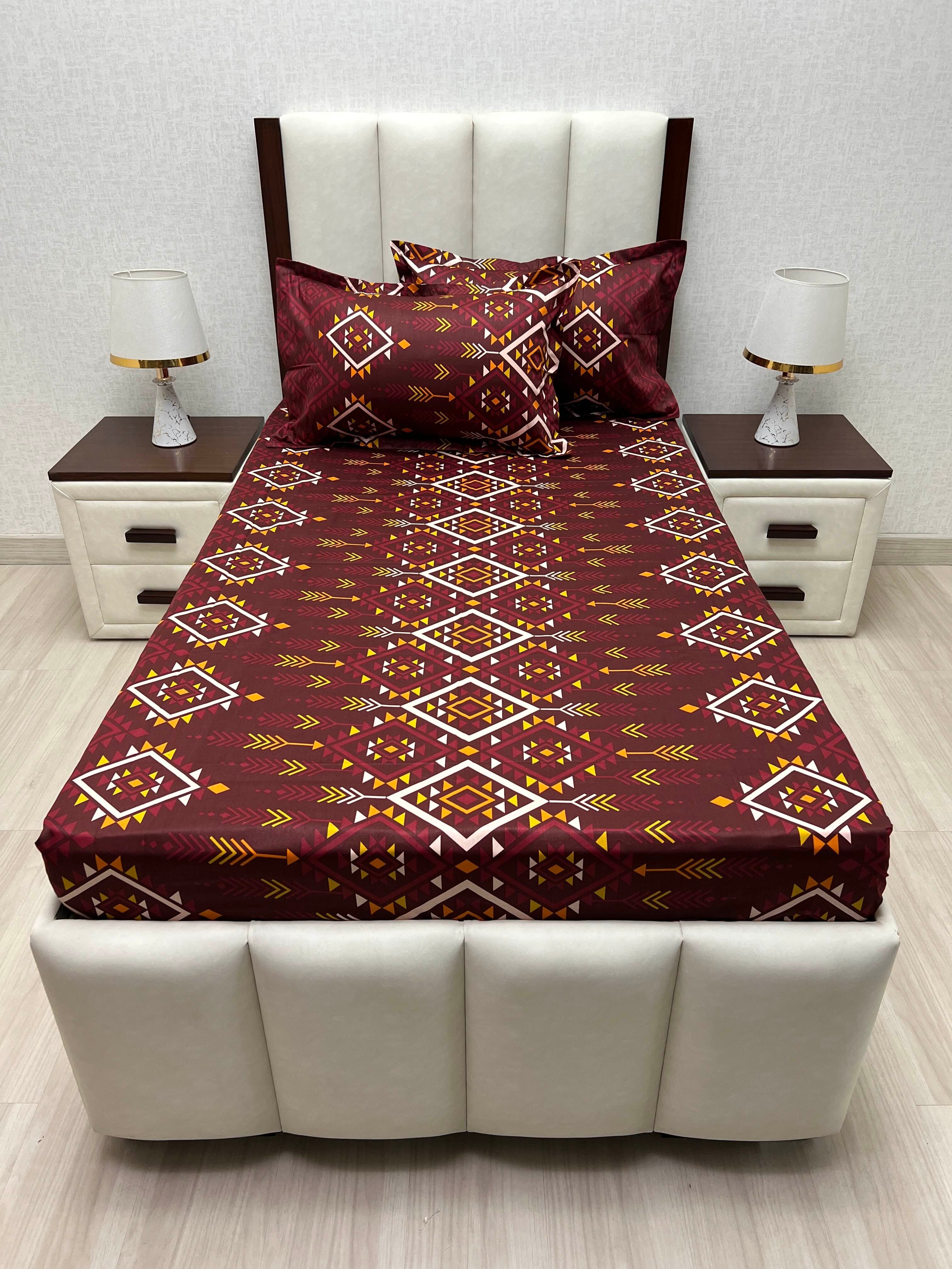 A-4882 - Pure Cotton 180 TC Single Bedsheet (173X236) with Two Pillow Covers (43X69)