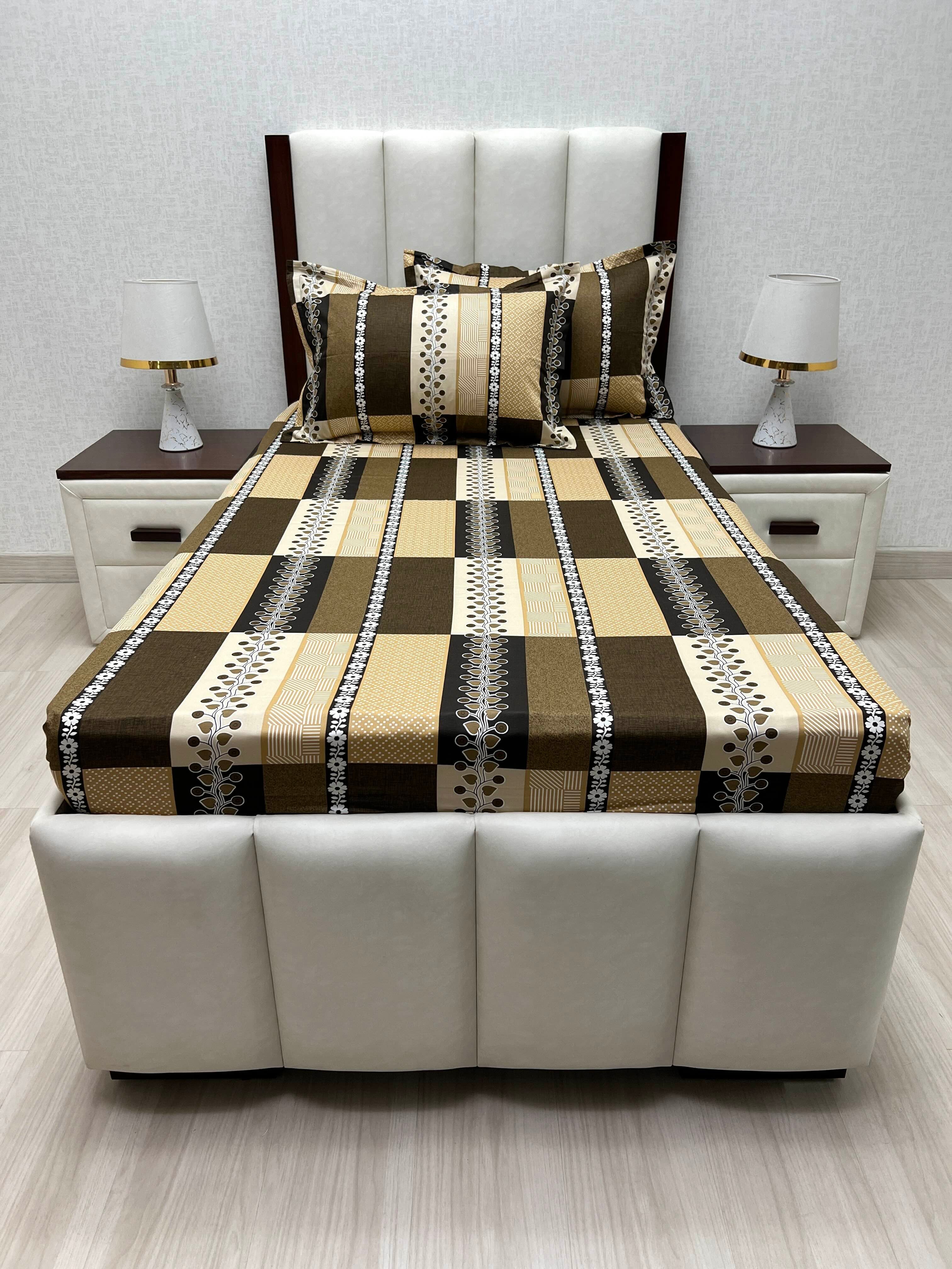 A-4885 - Pure Cotton 180 TC Single Bedsheet (173X236) with Two Pillow Covers (43X69)