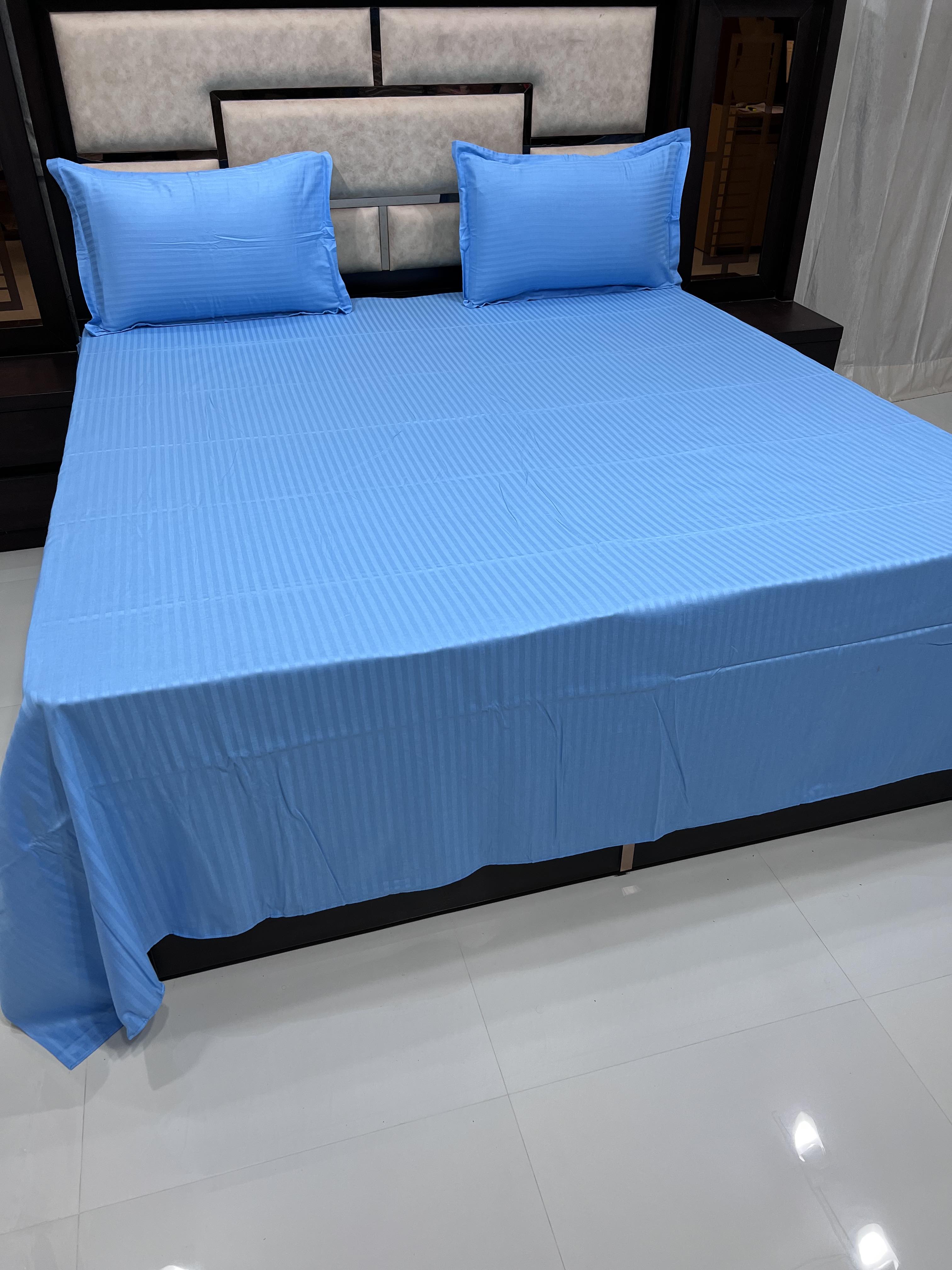 Imperial Collection Pure Decor Pure Cotton 400 TC King Size Plain Double Bedsheet (274X274) with Two Pillow Covers (50X76)