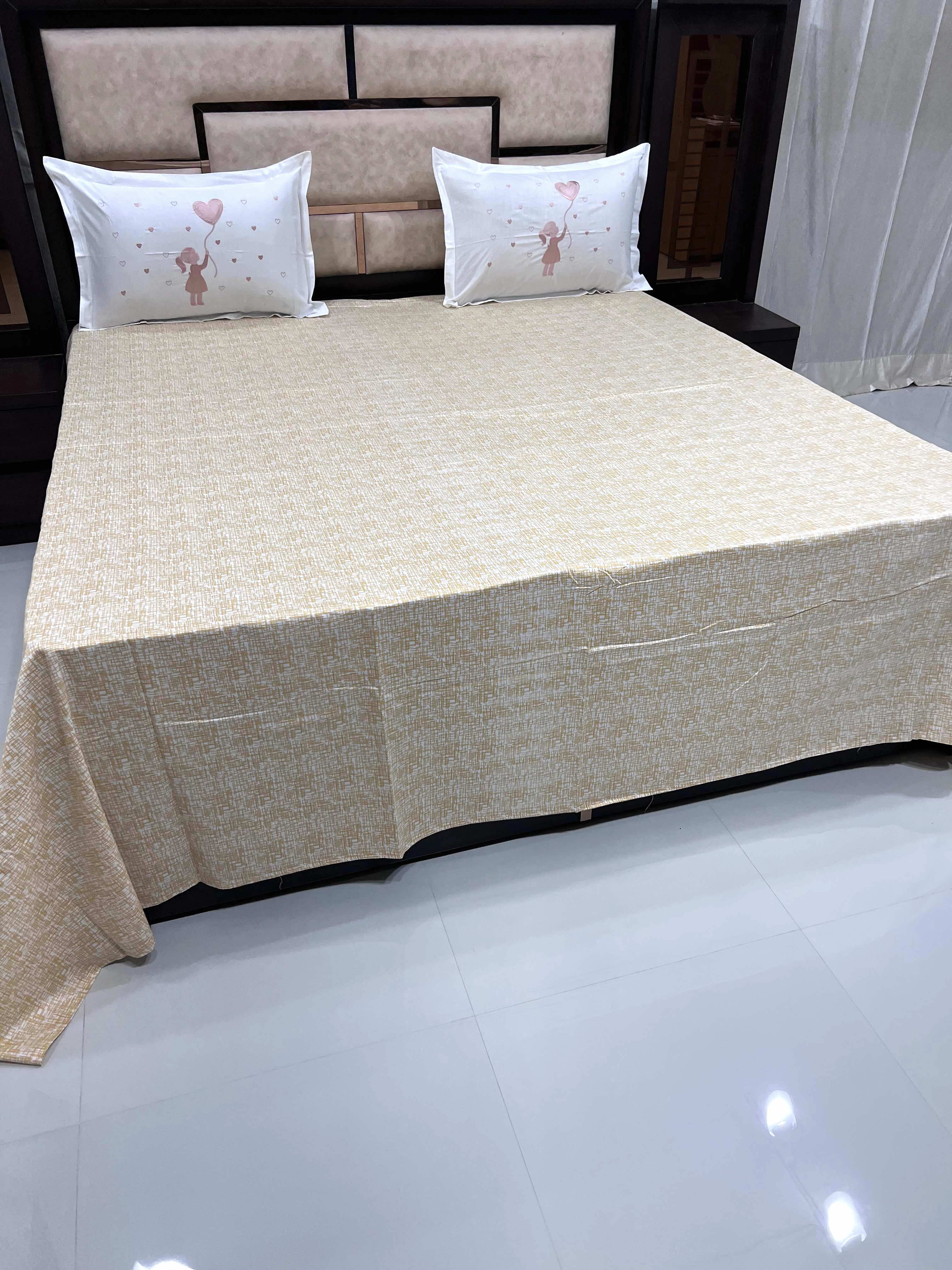 Brocade Collection Pure Decor Pure Cotton 210 TC King Size Double Bedsheet (274X274) with Premium Embroidery on Two Pillow Covers (50X76)