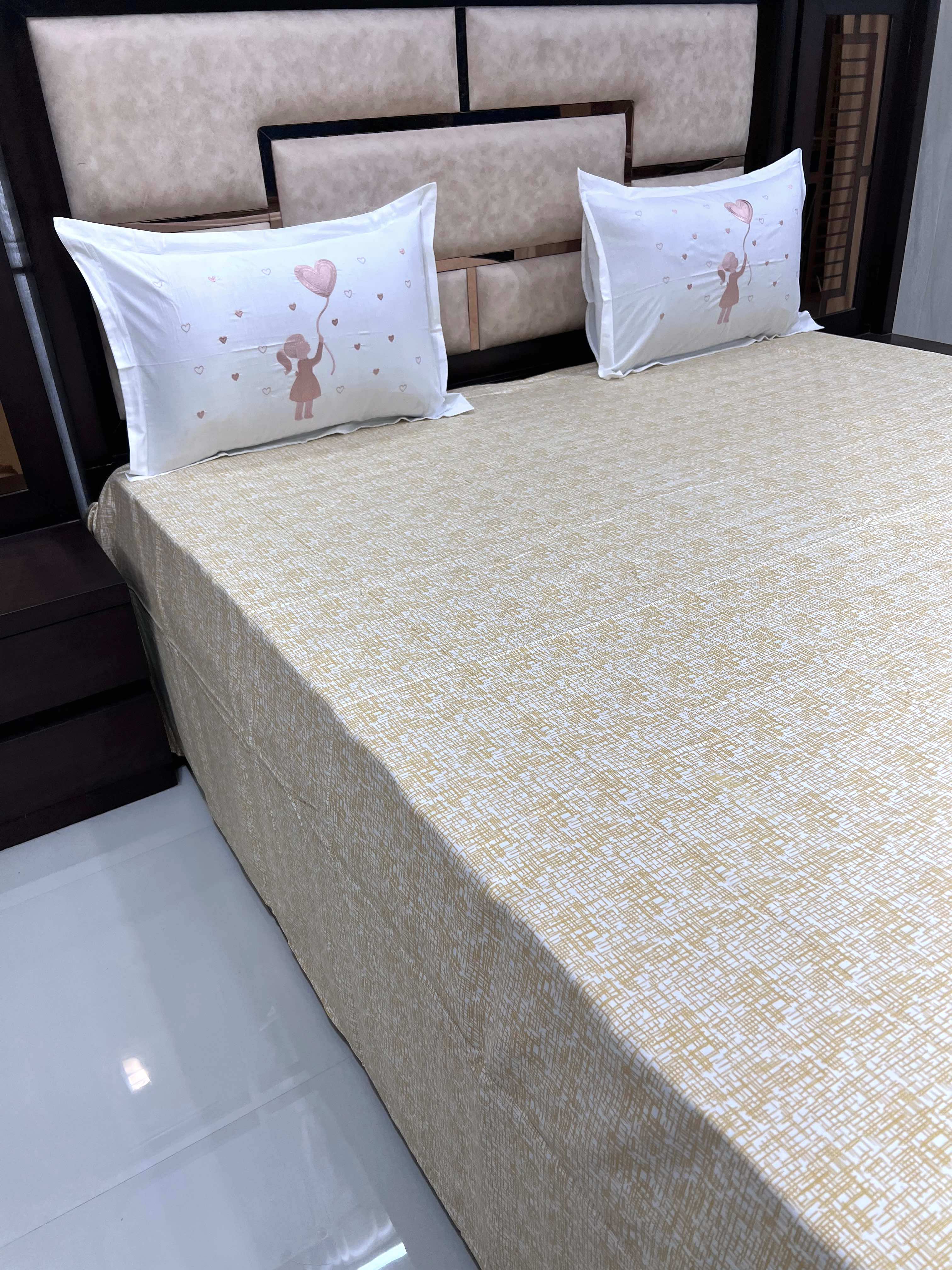 Brocade Collection Pure Decor Pure Cotton 400 TC King Size Double Bedsheet (274X274) with Premium Embroidery on Two Pillow Covers (50X76)