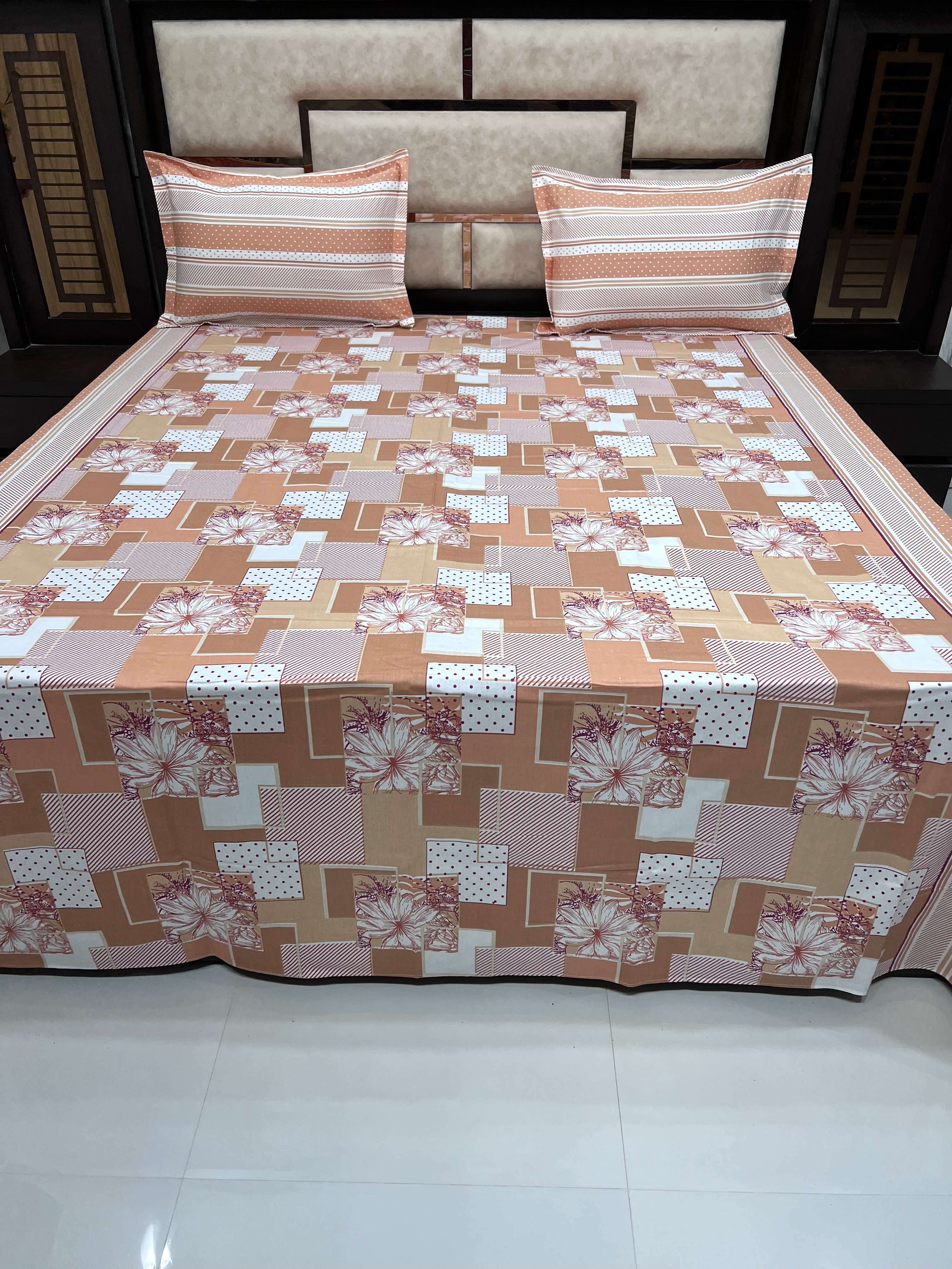 Royal Velar Collection Pure Decor Pure Cotton 400 TC King Size Double Bedsheet (274X274) with Two Pillow Covers (50X76)