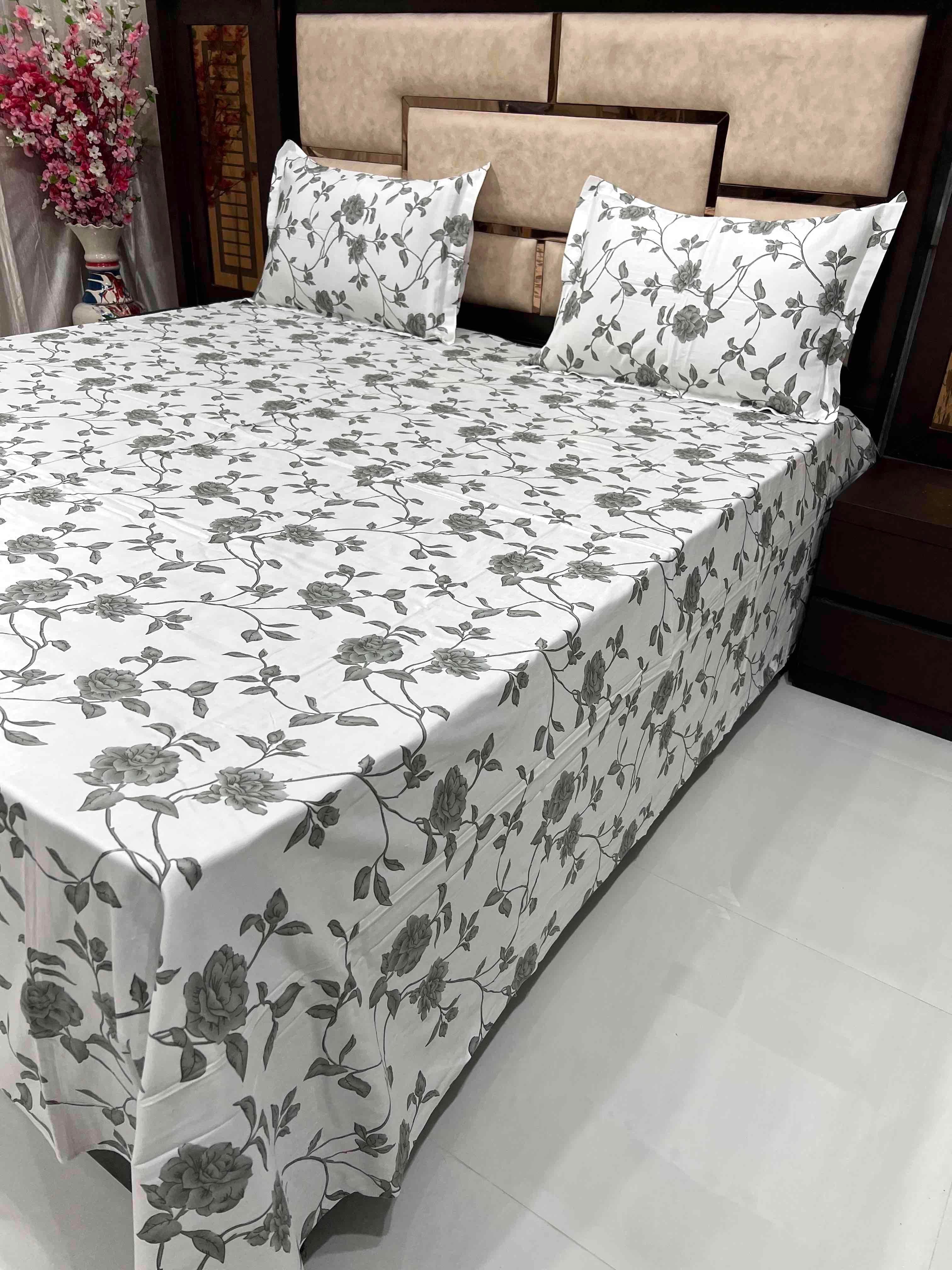 Mansion Collection Pure Decor Pure Cotton 210 TC King Size Double Bedsheet (274X274) with Two Pillow Covers (50X76)