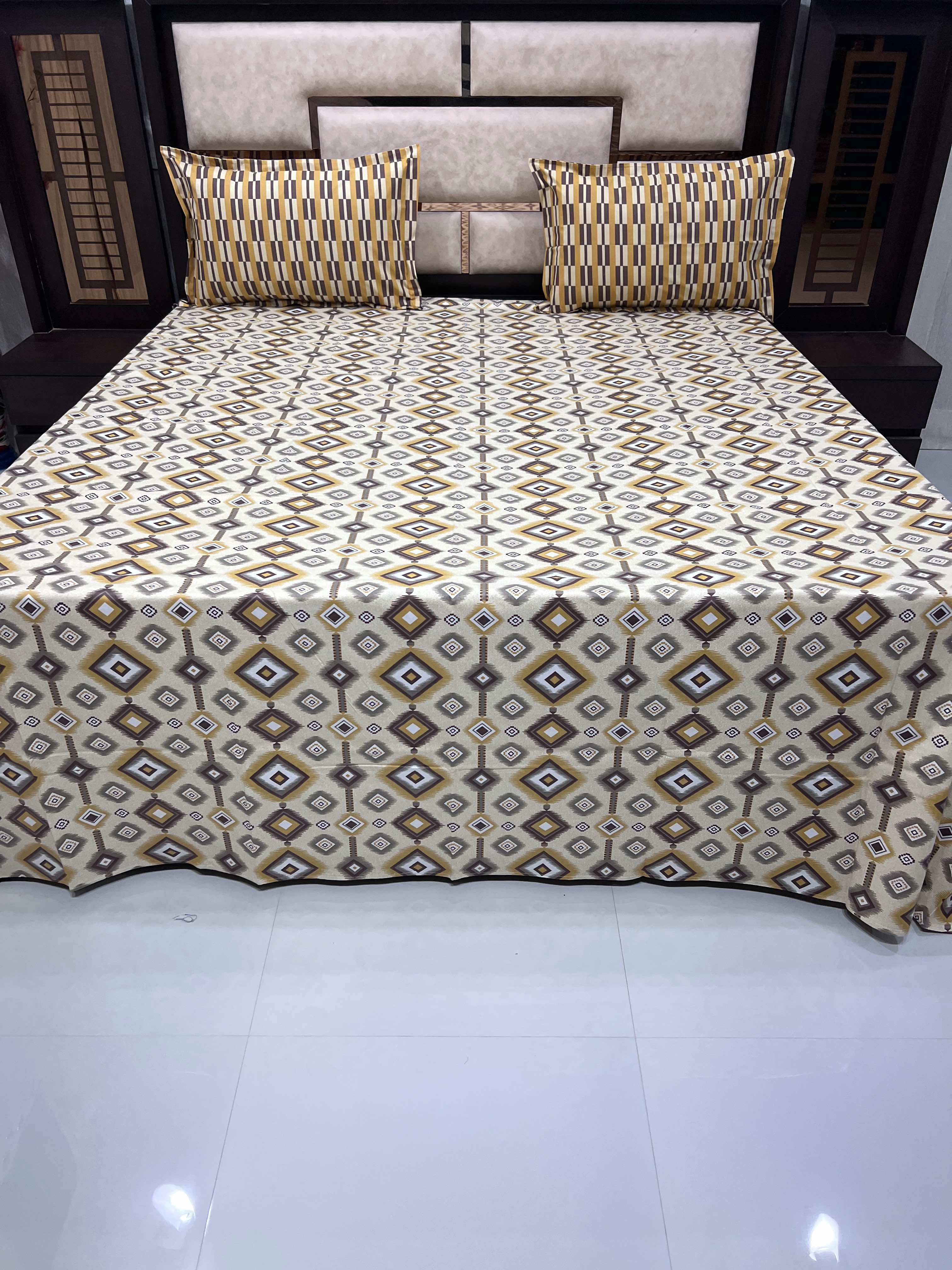 Vogue Collection Pure Decor Pure Cotton 144 TC King Size Double Bedsheet (274X274) with Two Pillow Covers (50X76)