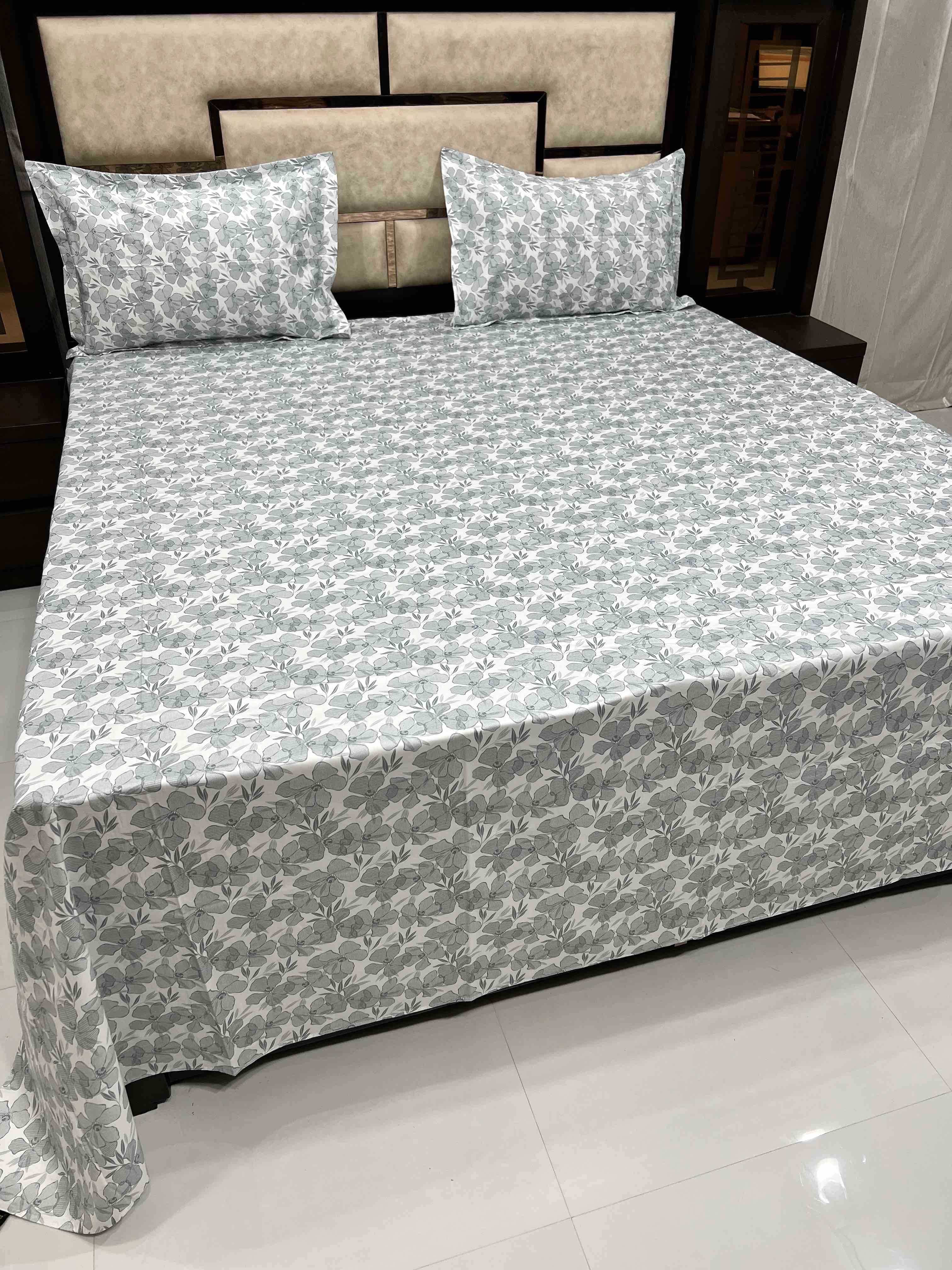 Mansion Collection Pure Decor Pure Cotton 500 TC King Size Double Bedsheet (274X274) with Two Pillow Covers (50X76)