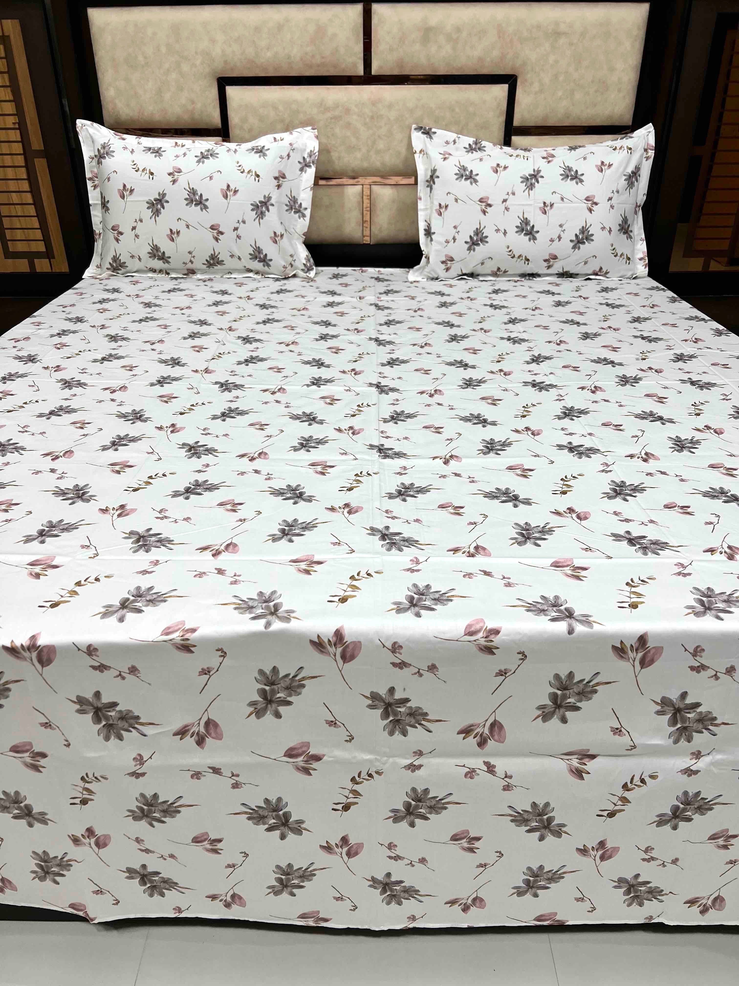 Mansion Collection Pure Decor Pure Cotton 500 TC King Size Double Bedsheet (274X274) with Two Pillow Covers (50X76)