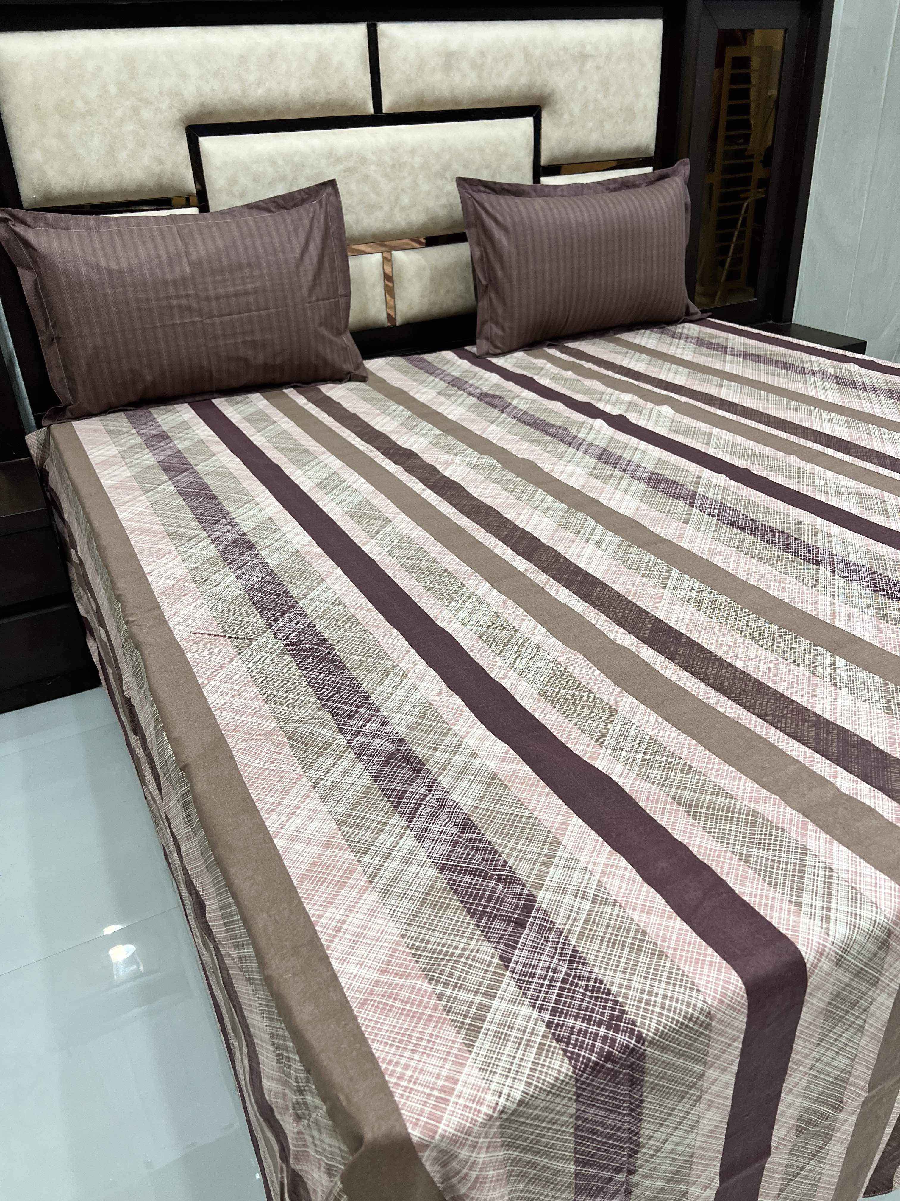 Vogue Collection Pure Decor Pure Cotton 400 TC King Size Double Bedsheet (274X274) with Two Pillow Covers (50X76)