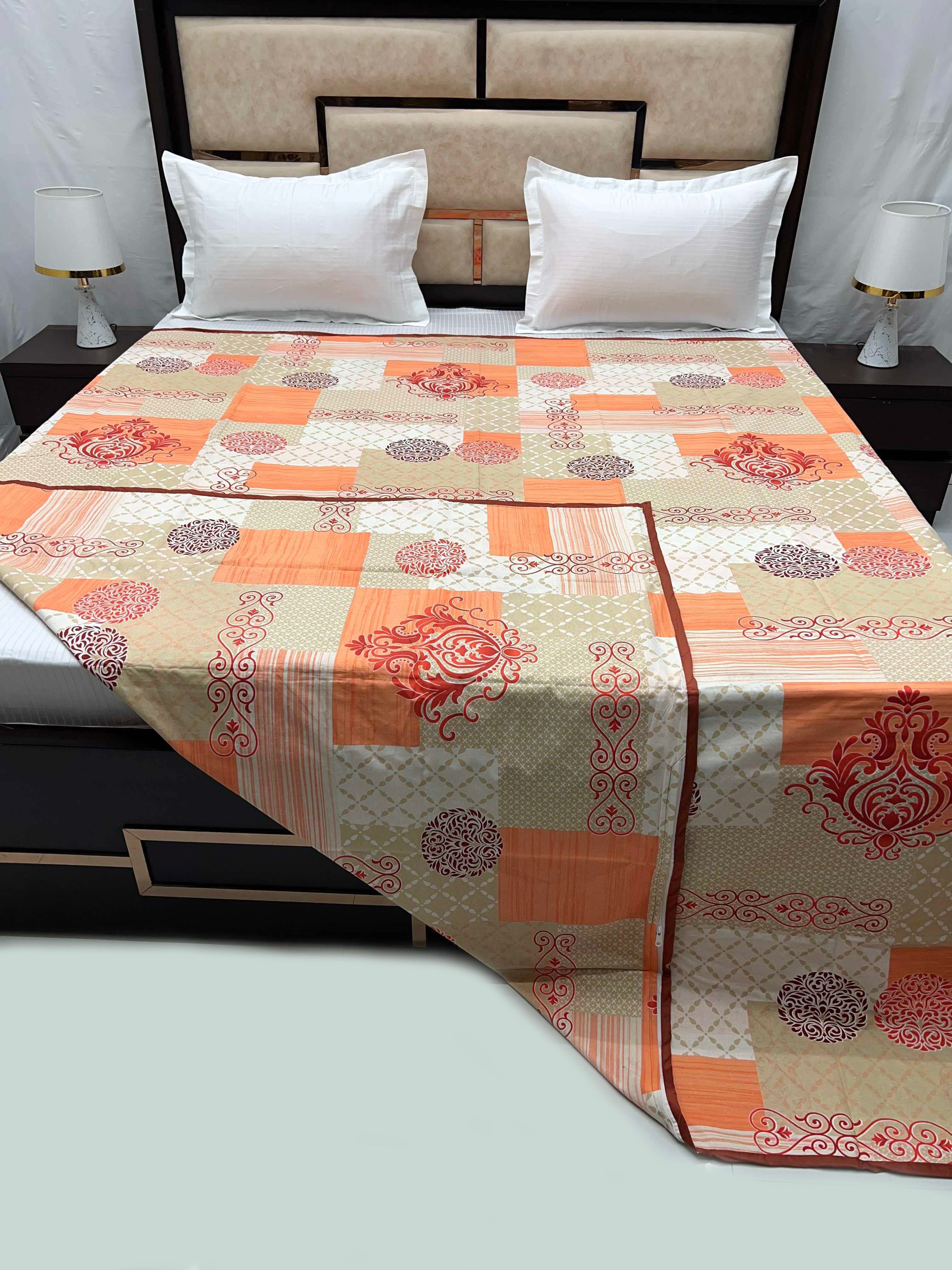 Batik Collection Pure Decor Pure Cotton 300 TC King Size Duvet Cover / Razaai Cover / Quilt Cover / Dohar Cover (223X243) for Double Bed Size with Heavy Zipper