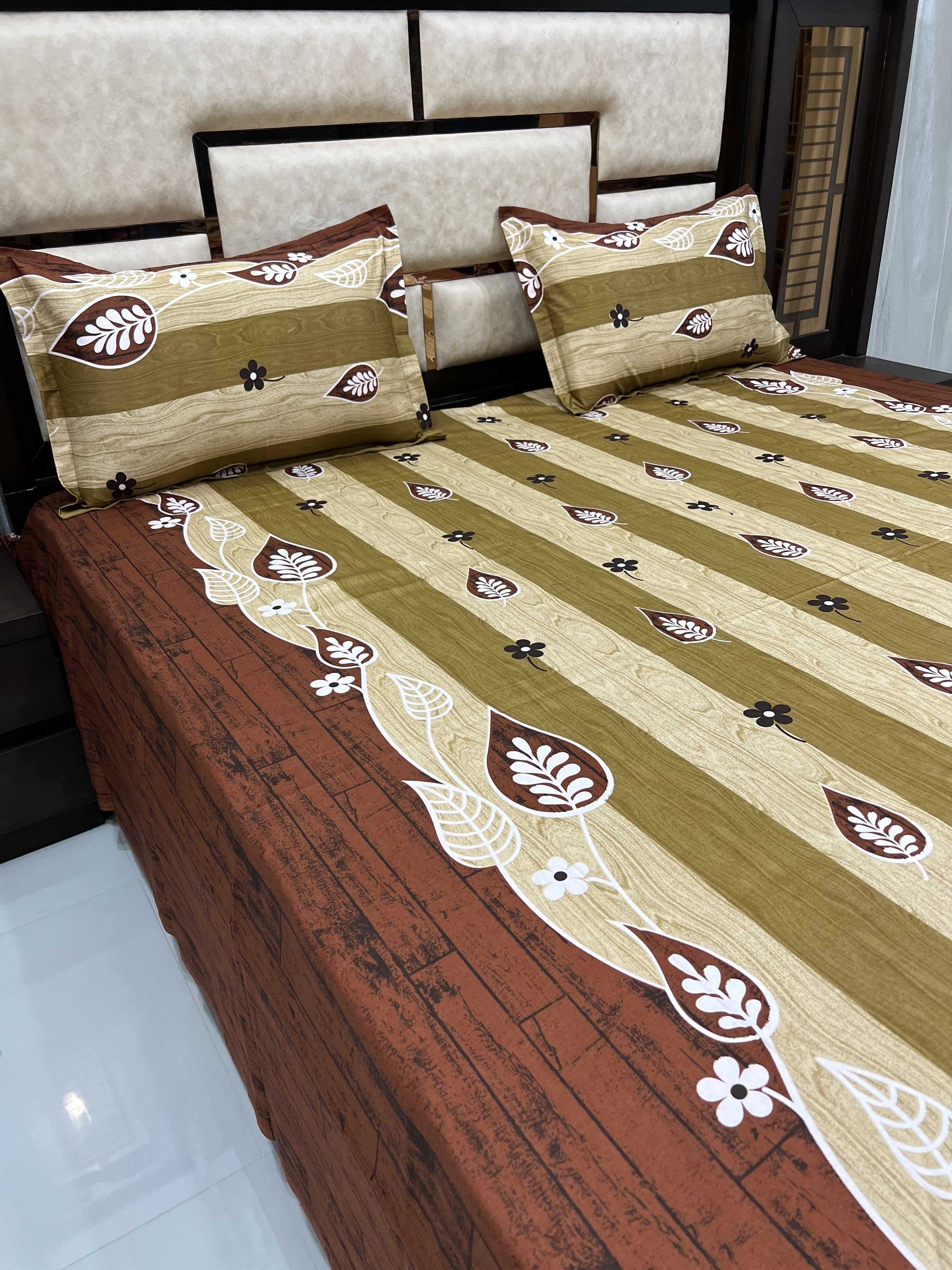 Velar Sib Collection Pure Decor Pure Cotton 400 TC King Size Double Bedsheet (274X274) with Two Pillow Covers (50X76)