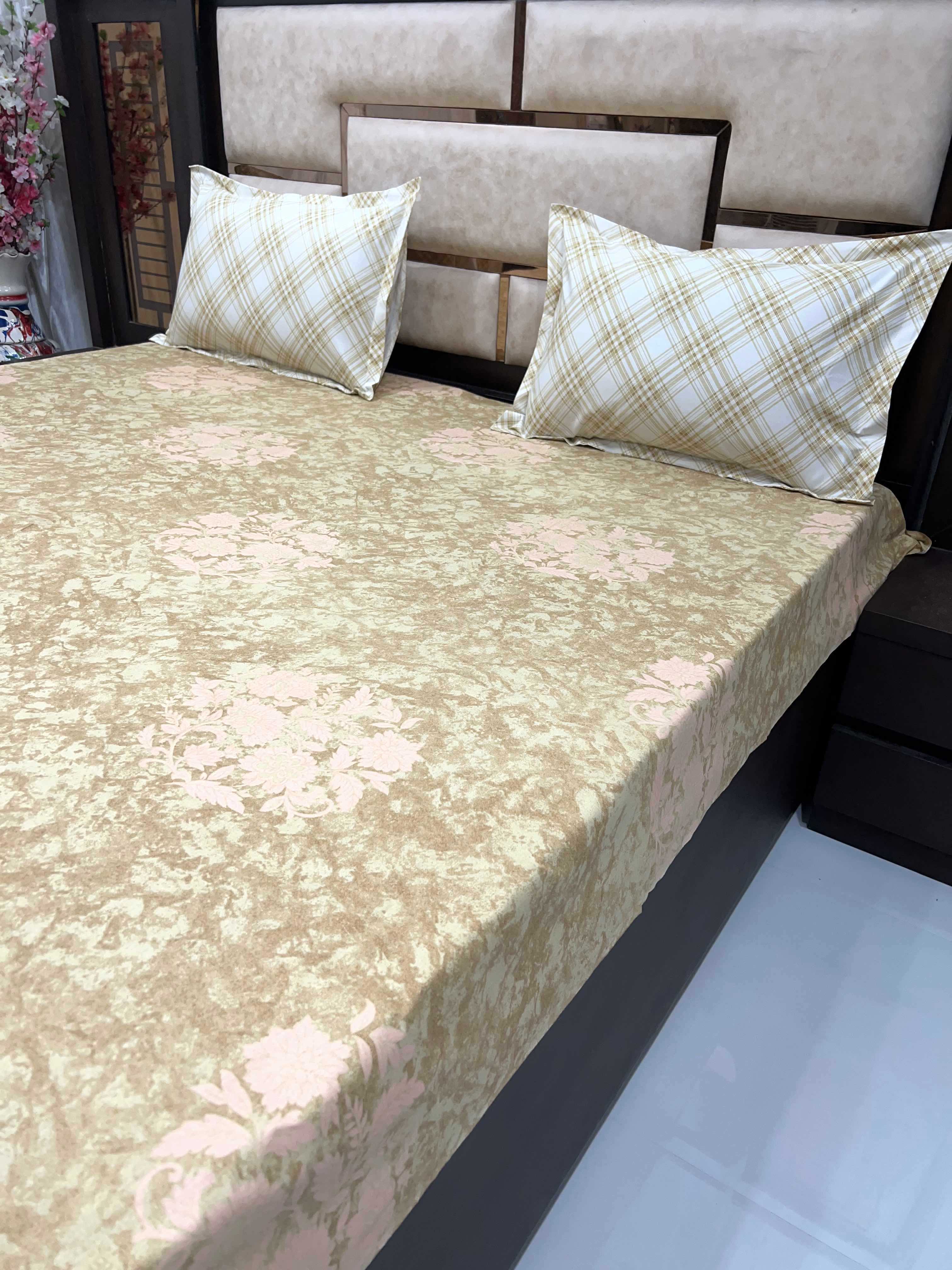 Passion Collection Pure Decor Pure Cotton 180 TC Queen Size Double Bedsheet (228X254) with Two Pillow Covers (43X68)